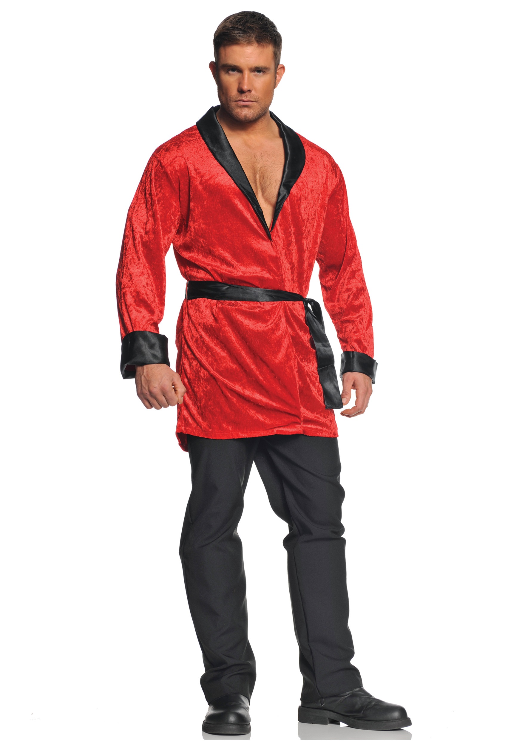 Red Smoking Jacket Fancy Dress Costume For Men , Playboy Mens Fancy Dress Costume , Hustle Jacket