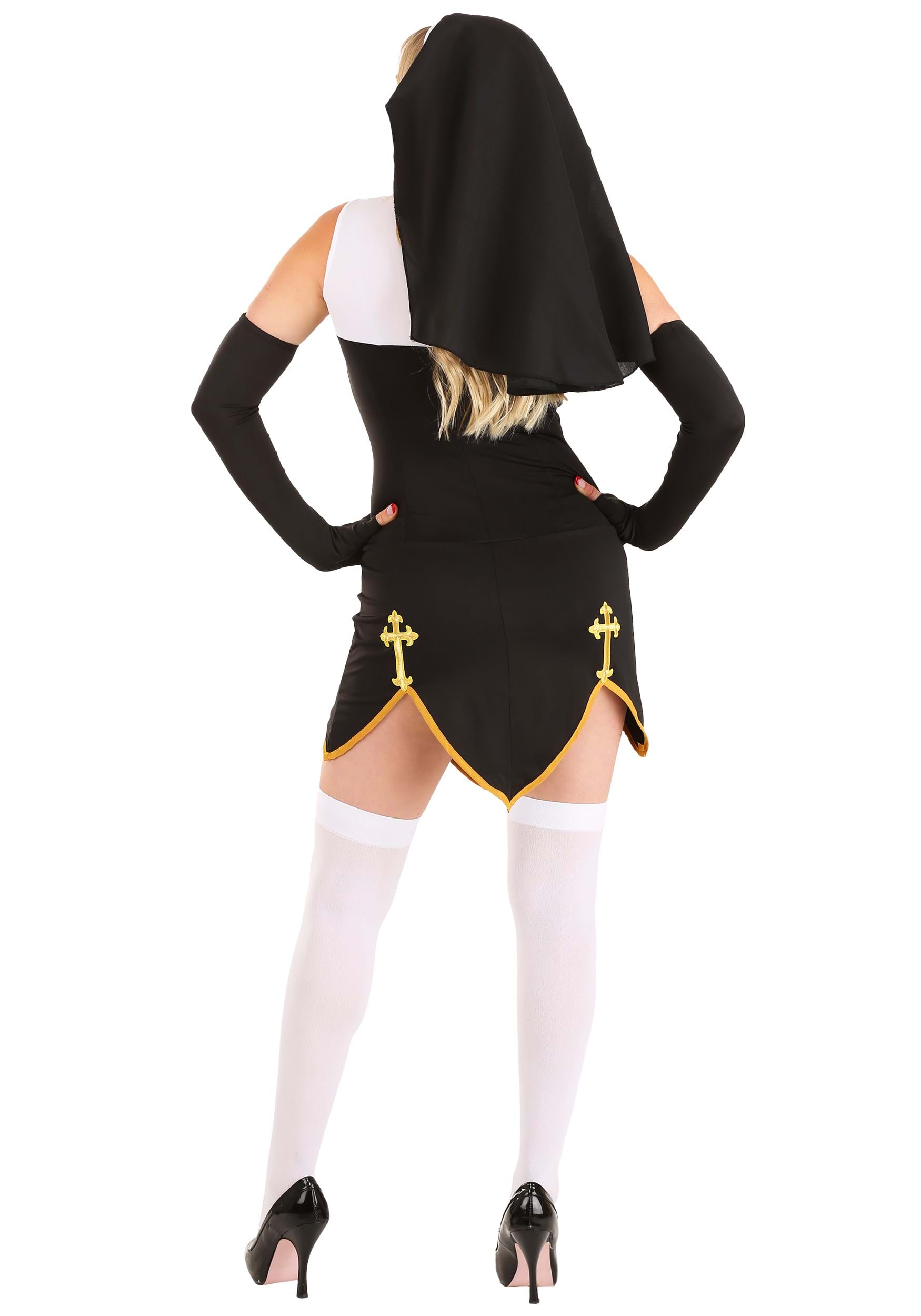 Bad Habit Nun Fancy Dress Costume For Women W/ Dress & Thigh High Stockings