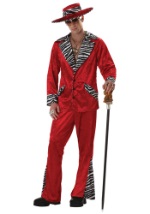 Mens Zebra Trim Red Pimp Costume