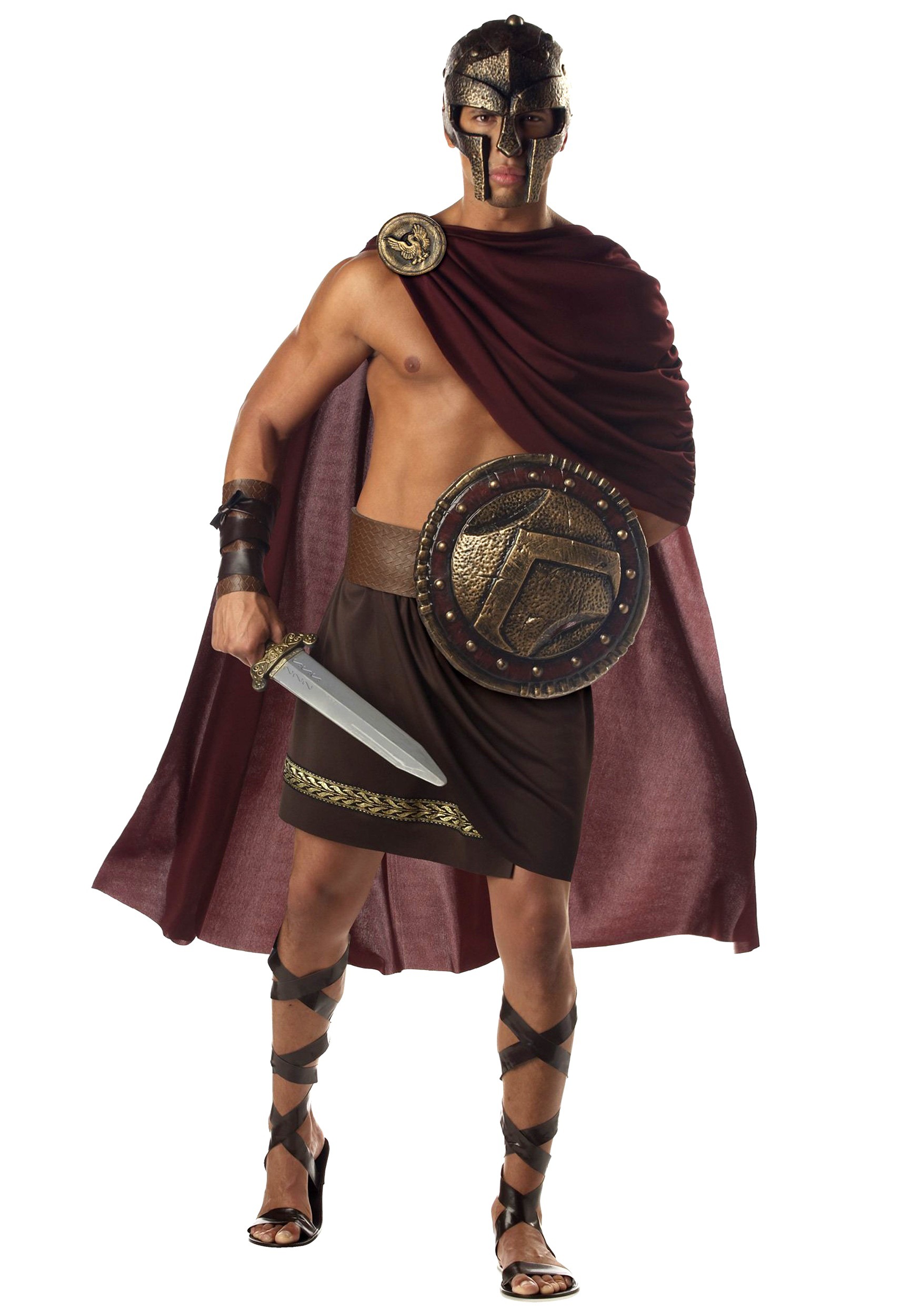 Spartan Warrior Adult Fancy Dress Costume W/ Helmet , Warrior Fancy Dress Costume