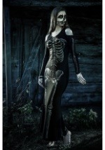 Womens Bone Appetit Skeleton Long Dress Costume2