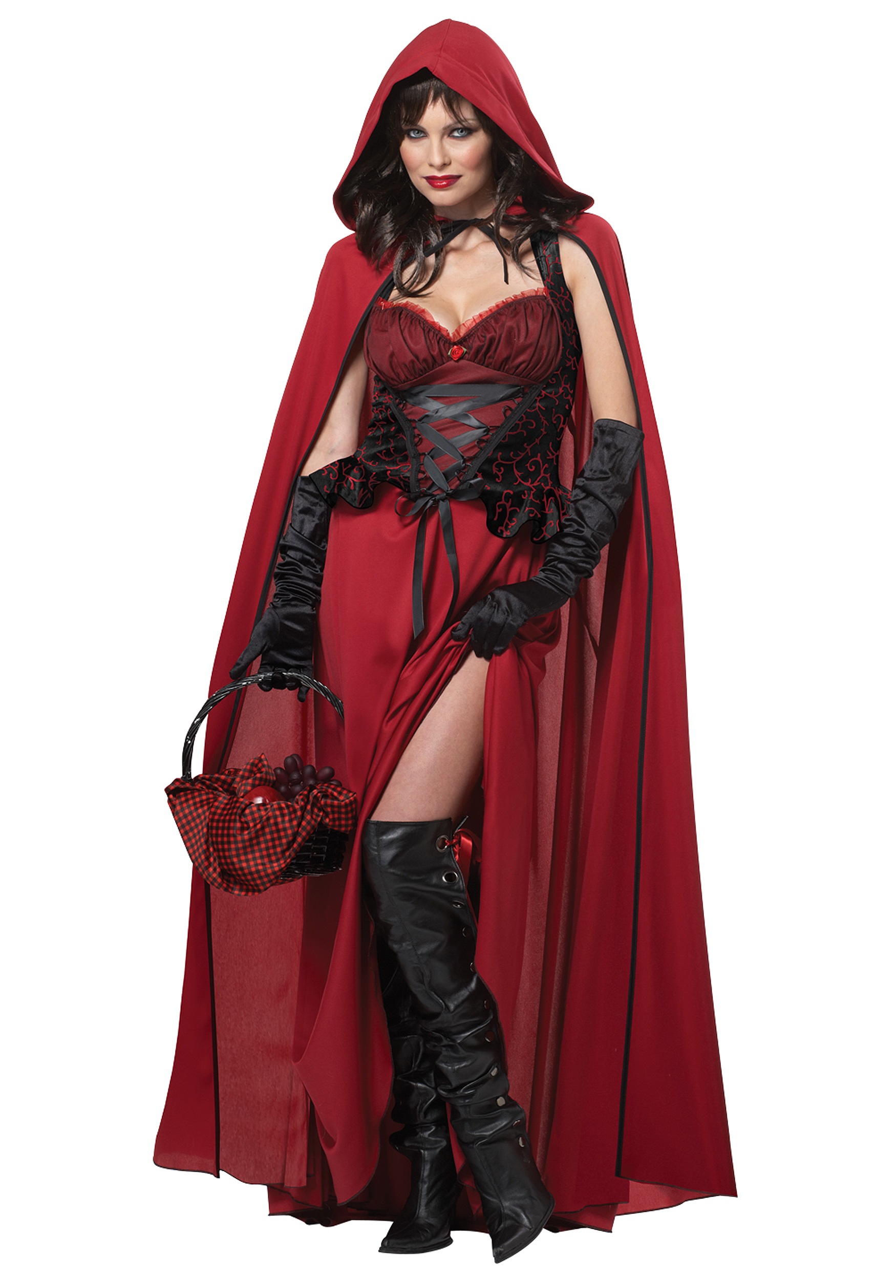 Dark Sexy Red Riding Hood Fancy Dress Costume
