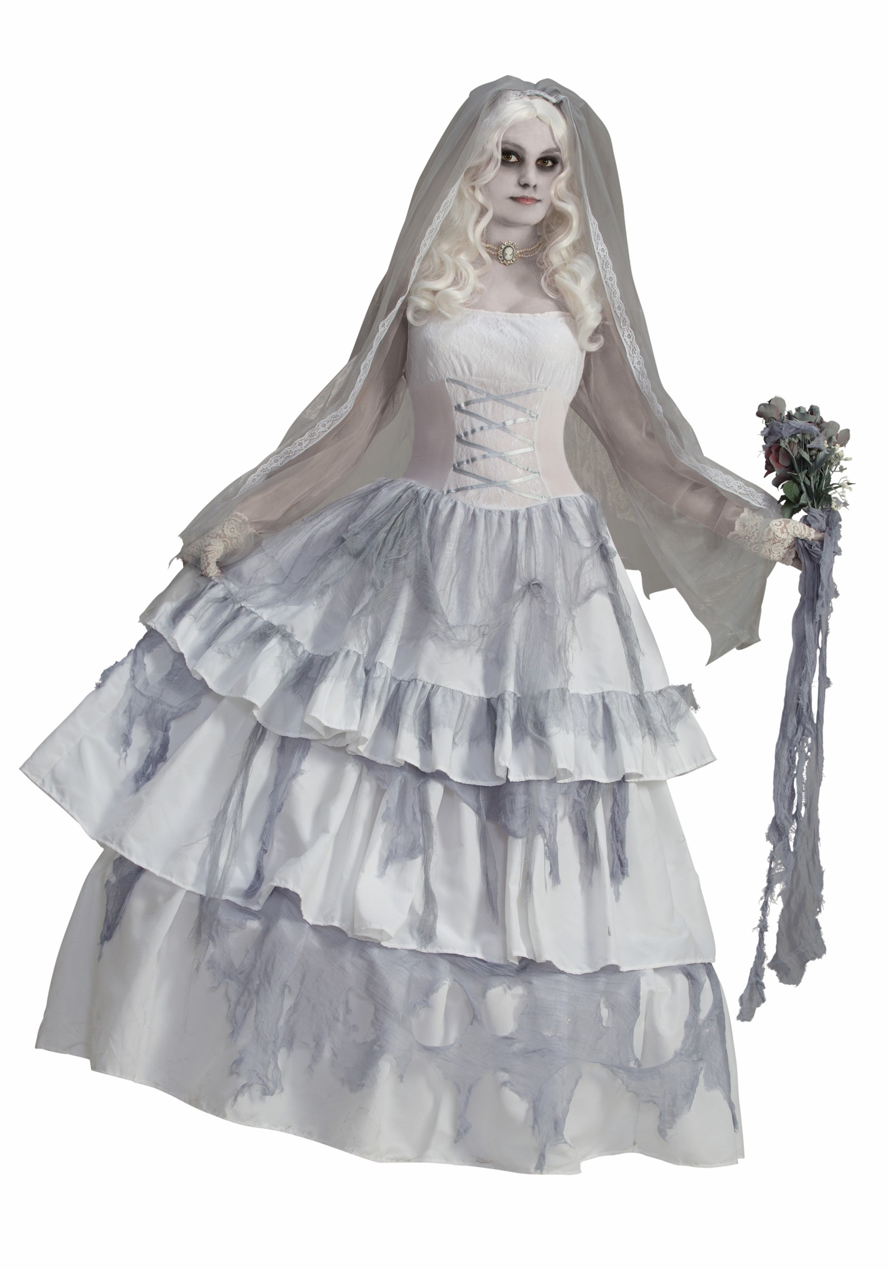 Victorian Ghost Bride Adult Fancy Dress Costume