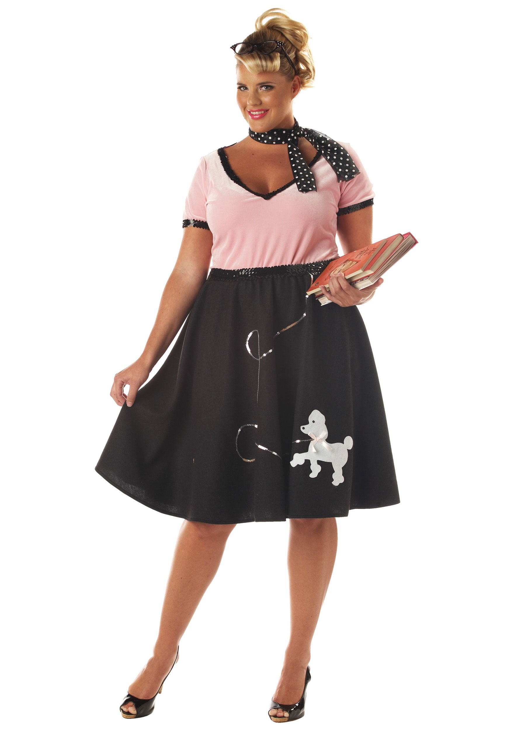 Women's Plus Size 50's Sweetheart Poodle Skirt Fancy Dress Costume , Decade Fancy Dress Costumes