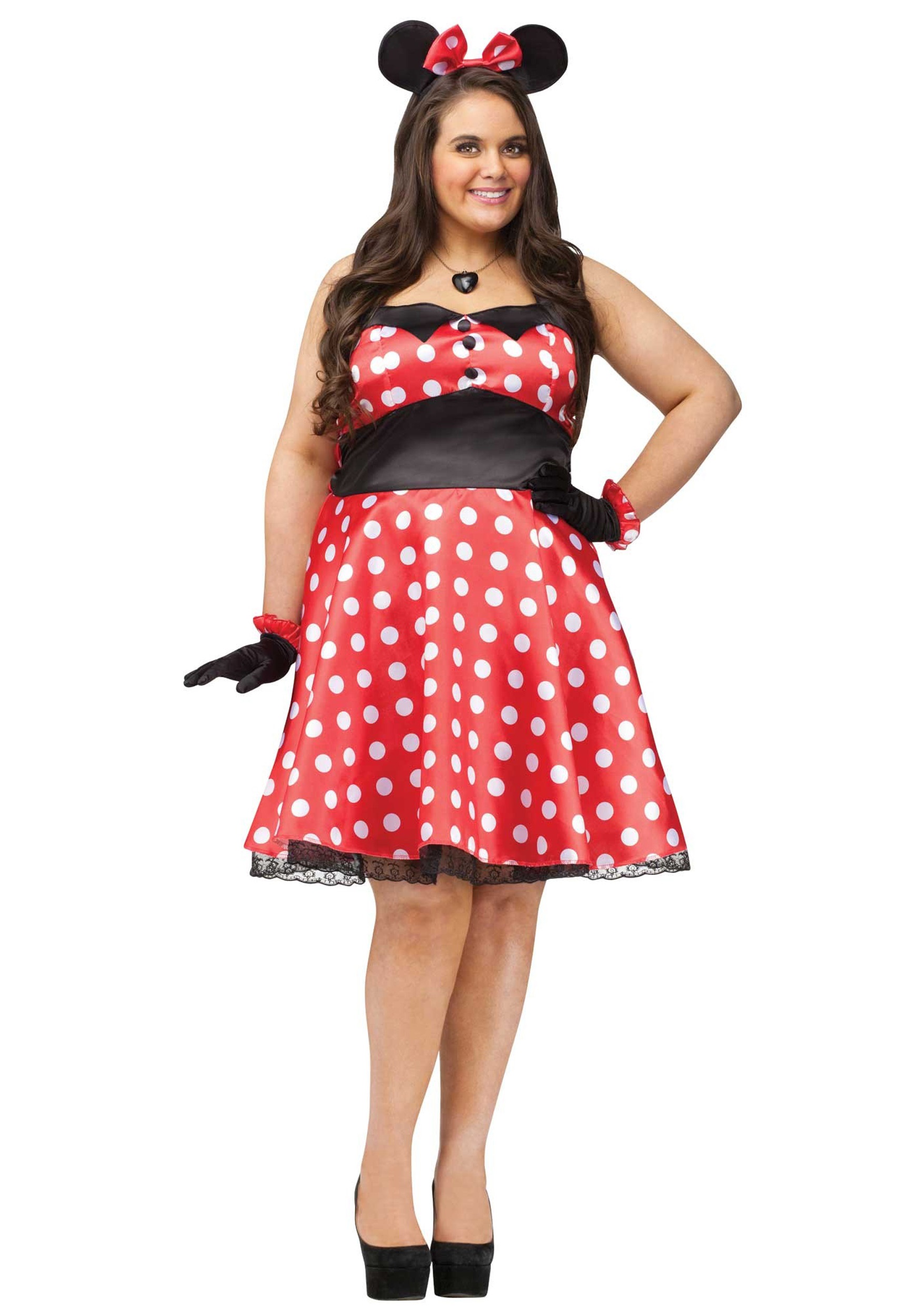 Plus Size Retro Miss Mouse Fancy Dress Costume for Women | Classic Halloween Fancy Dress Costume