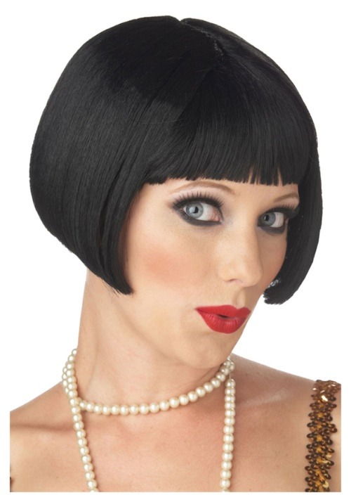 Womens Flirty Flapper Black Wig