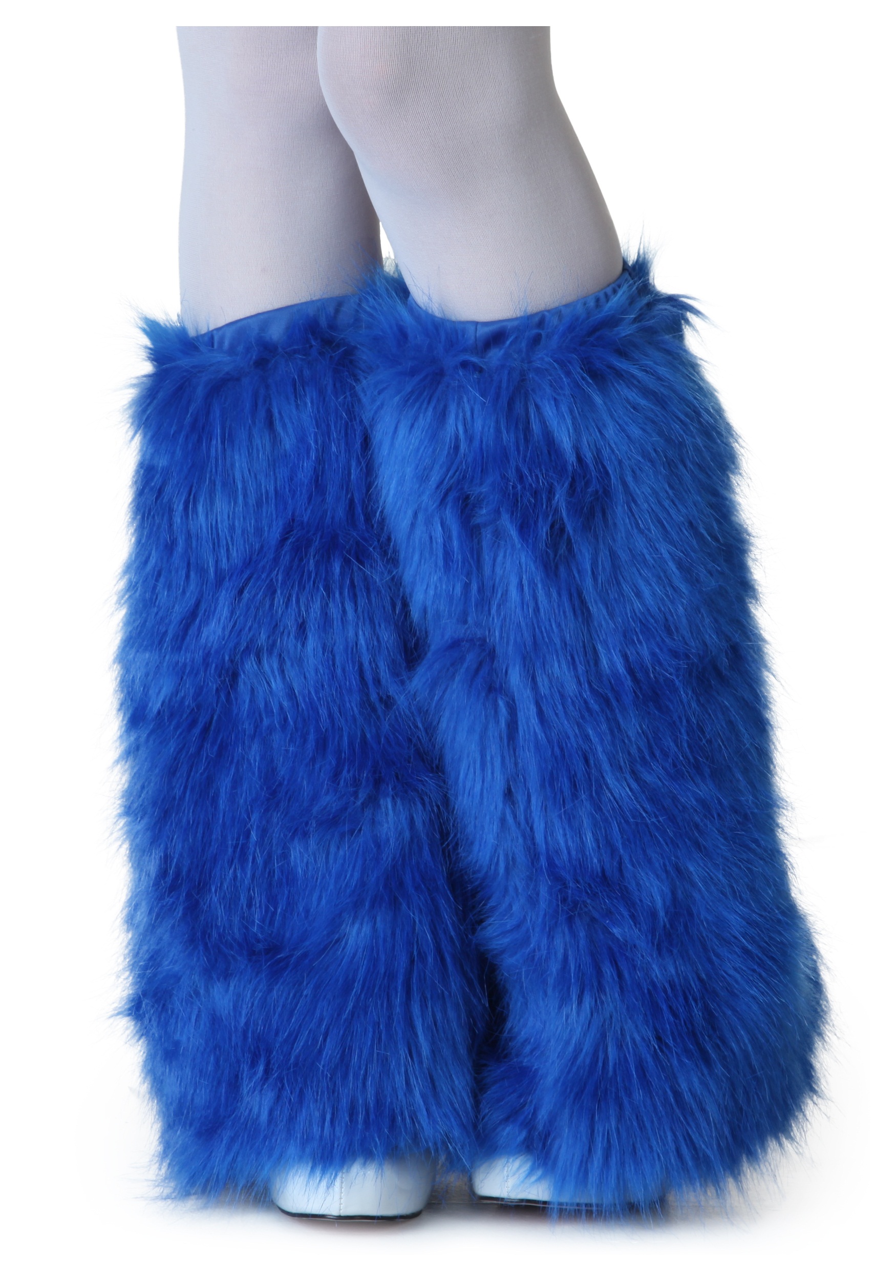 Adult Royal Blue Furry Boot Covers , Fancy Dress Costume Accessories