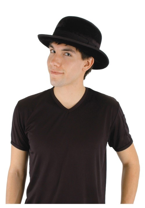 Mens Black Velour Bowler Hat