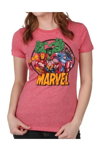 Women's Marvel Group Circle Heather Red T-Shirt