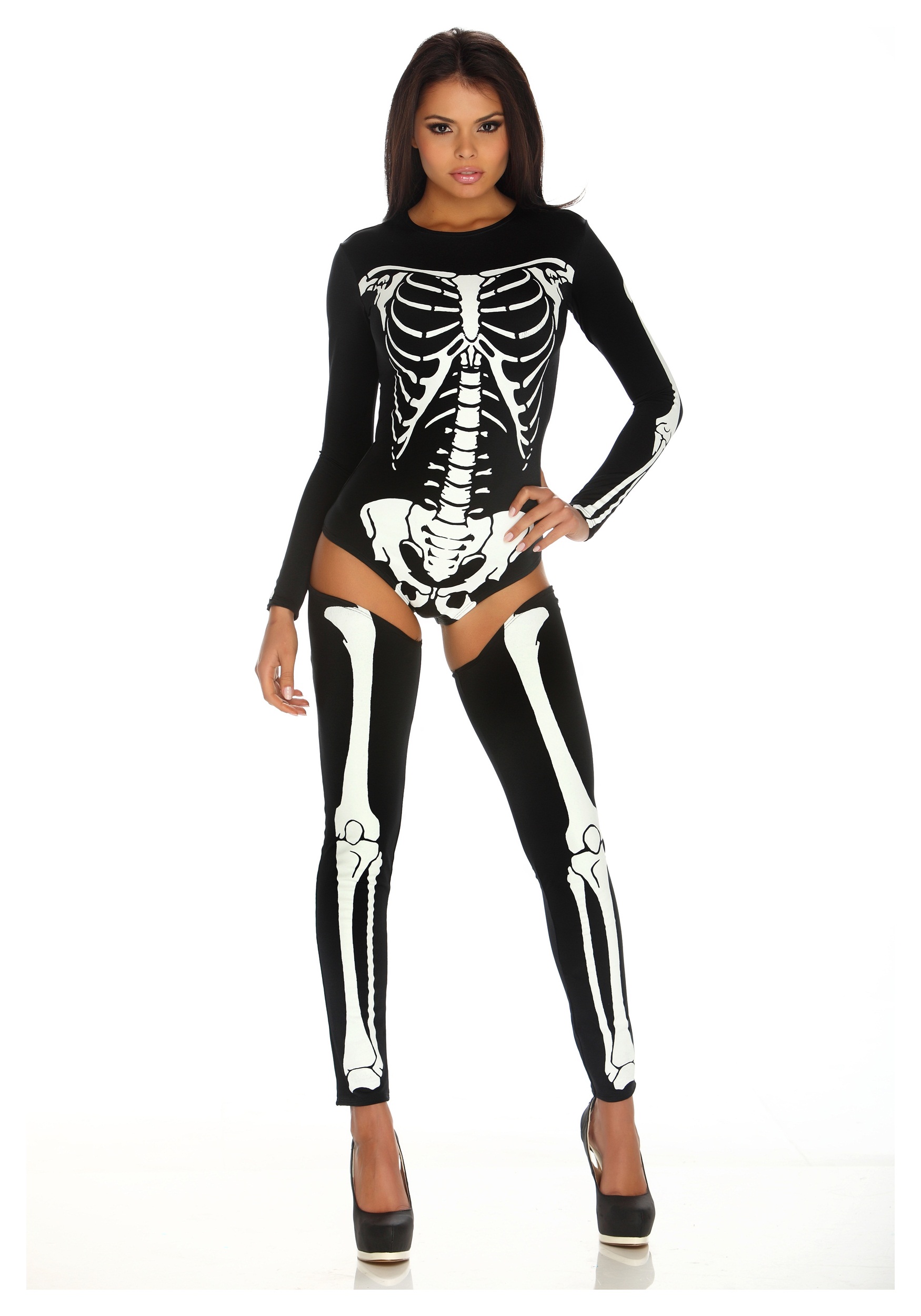 Bad To The Bone Fancy Dress Costume For Women , Women's Skeleton Fancy Dress Costumes