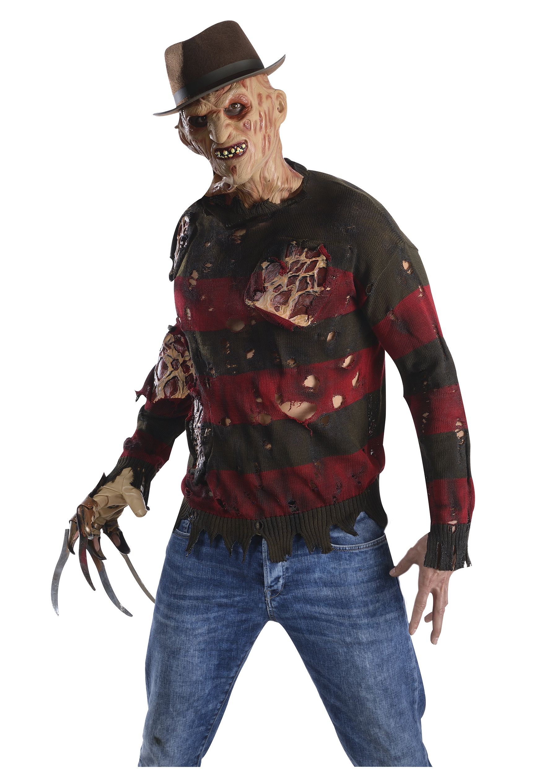 Freddy Fancy Dress Costume Sweater w/ Burned Flesh Adult