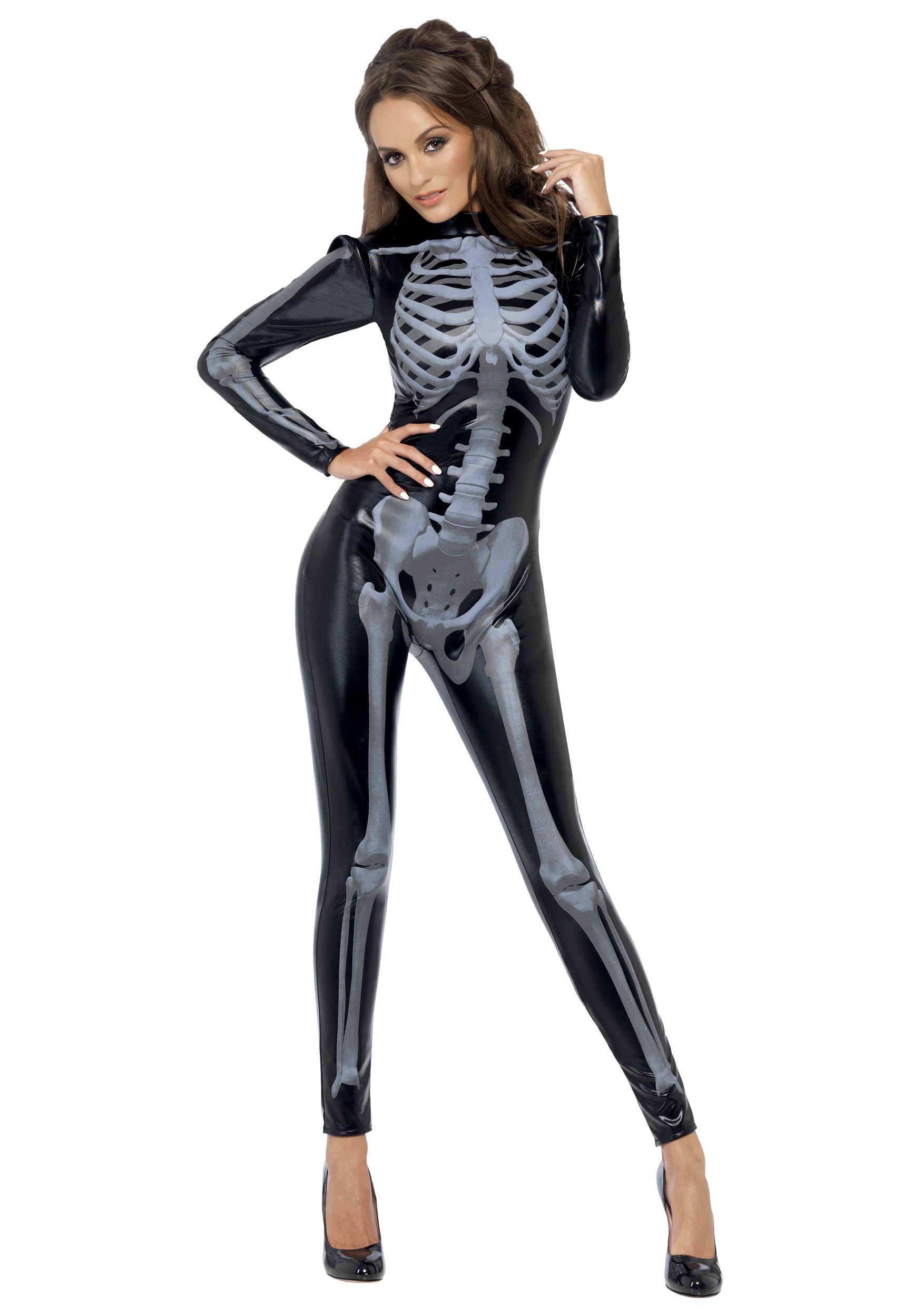 Women's X-Ray Skeleton Jumpsuit Fancy Dress Costume