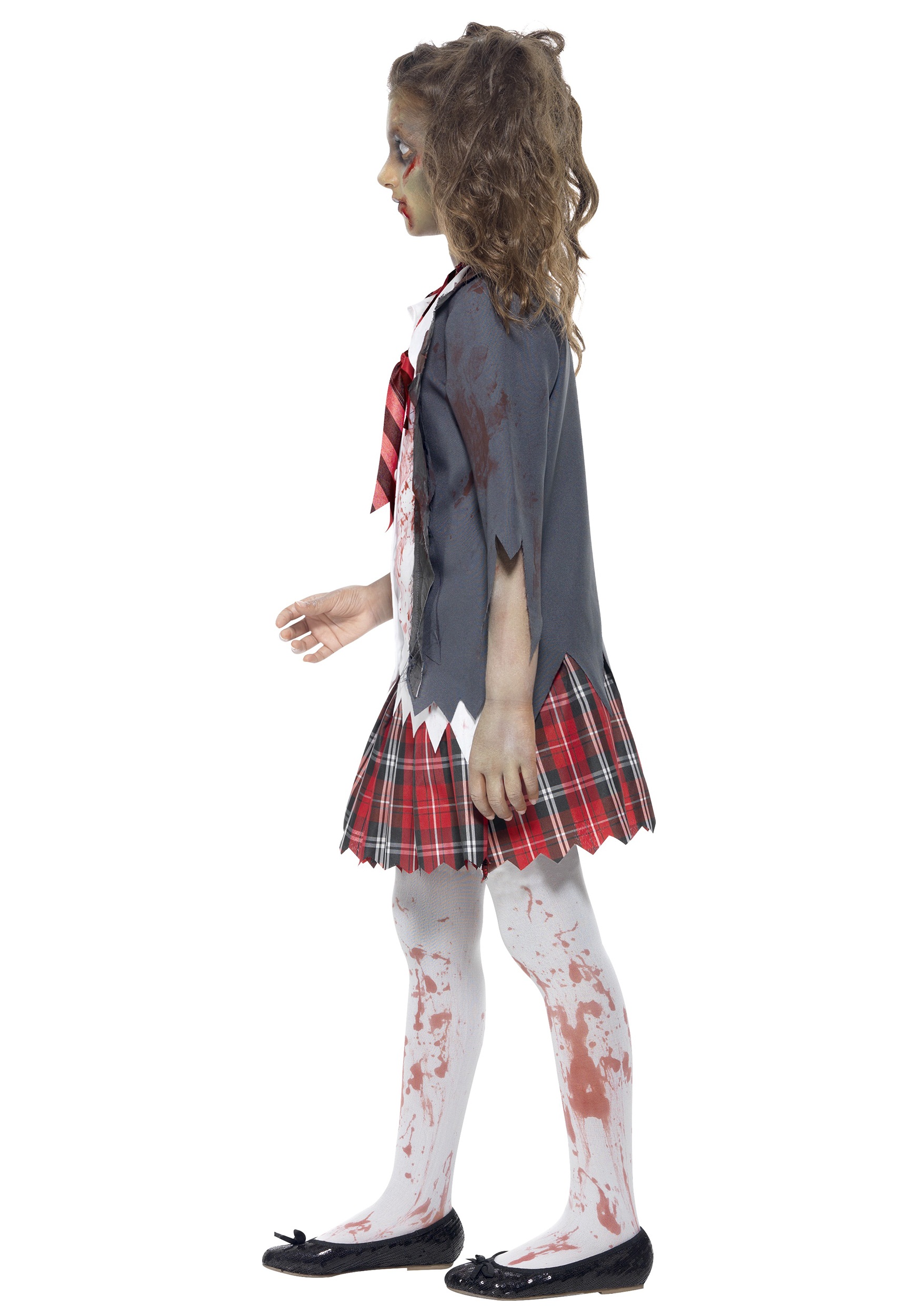 Zombie School Girl Fancy Dress Costume For Girls