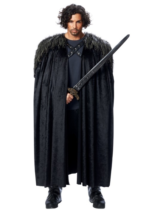 Men's Medieval Fur Trimmed Black Cape