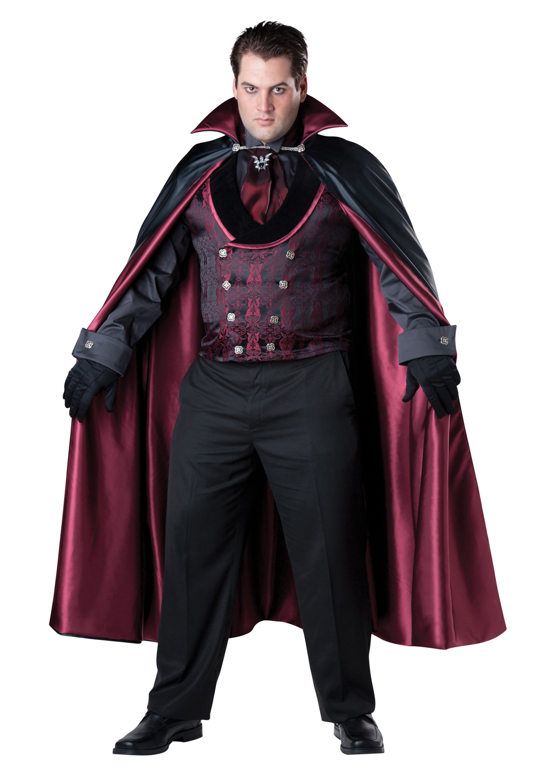 Men's Plus Size Midnight Vampire Fancy Dress Costume