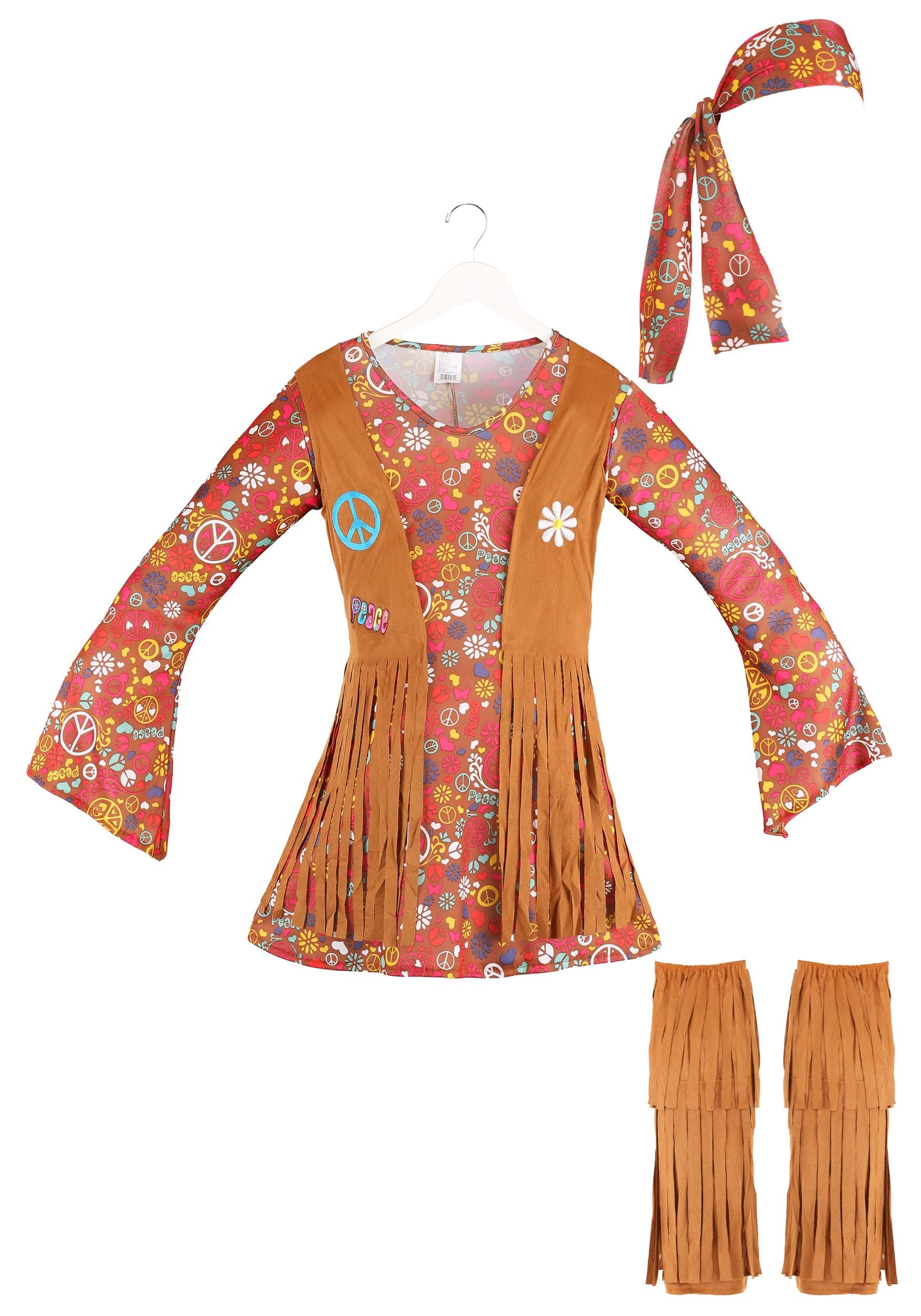 Peace & Love Hippie Fancy Dress Costume For Women