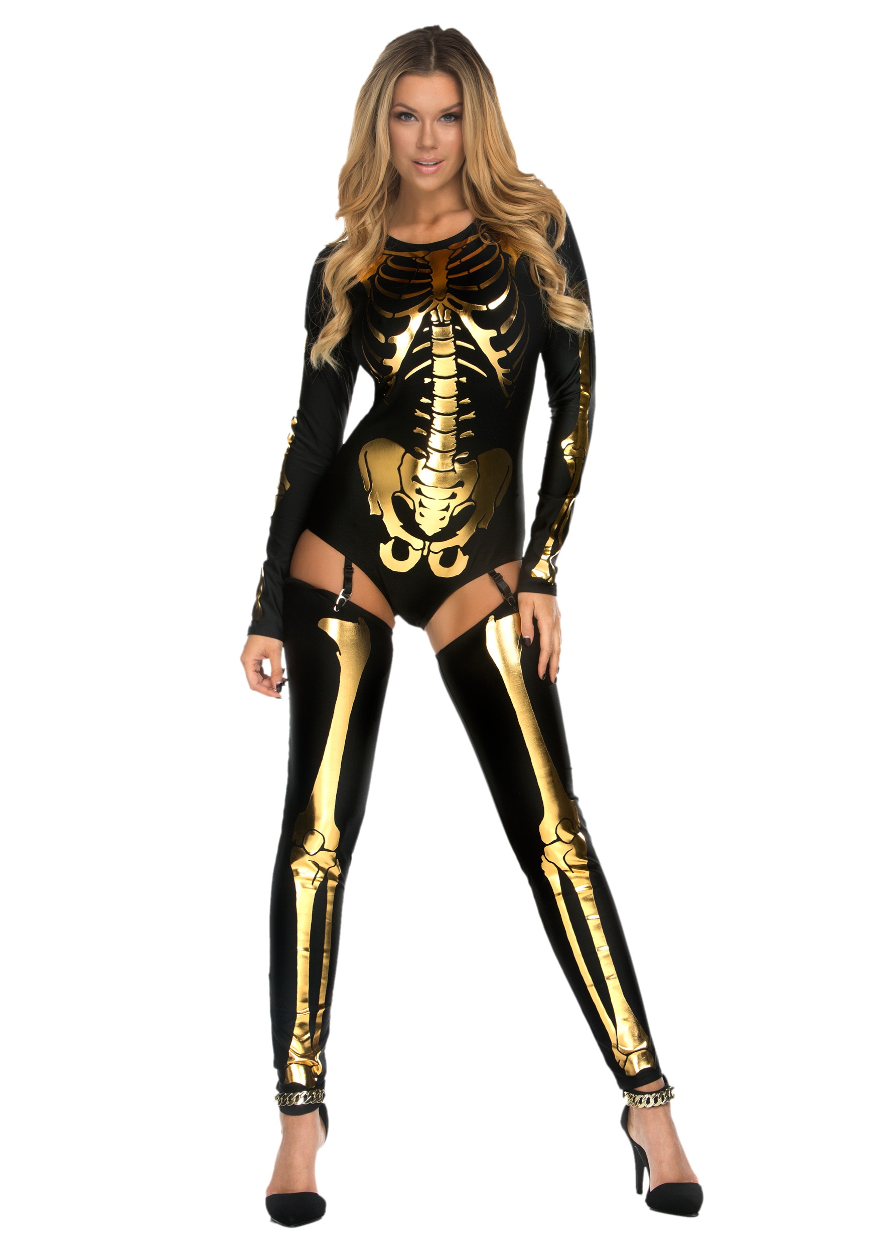 Women's Gold Bad To The Bone Sexy Fancy Dress Costume