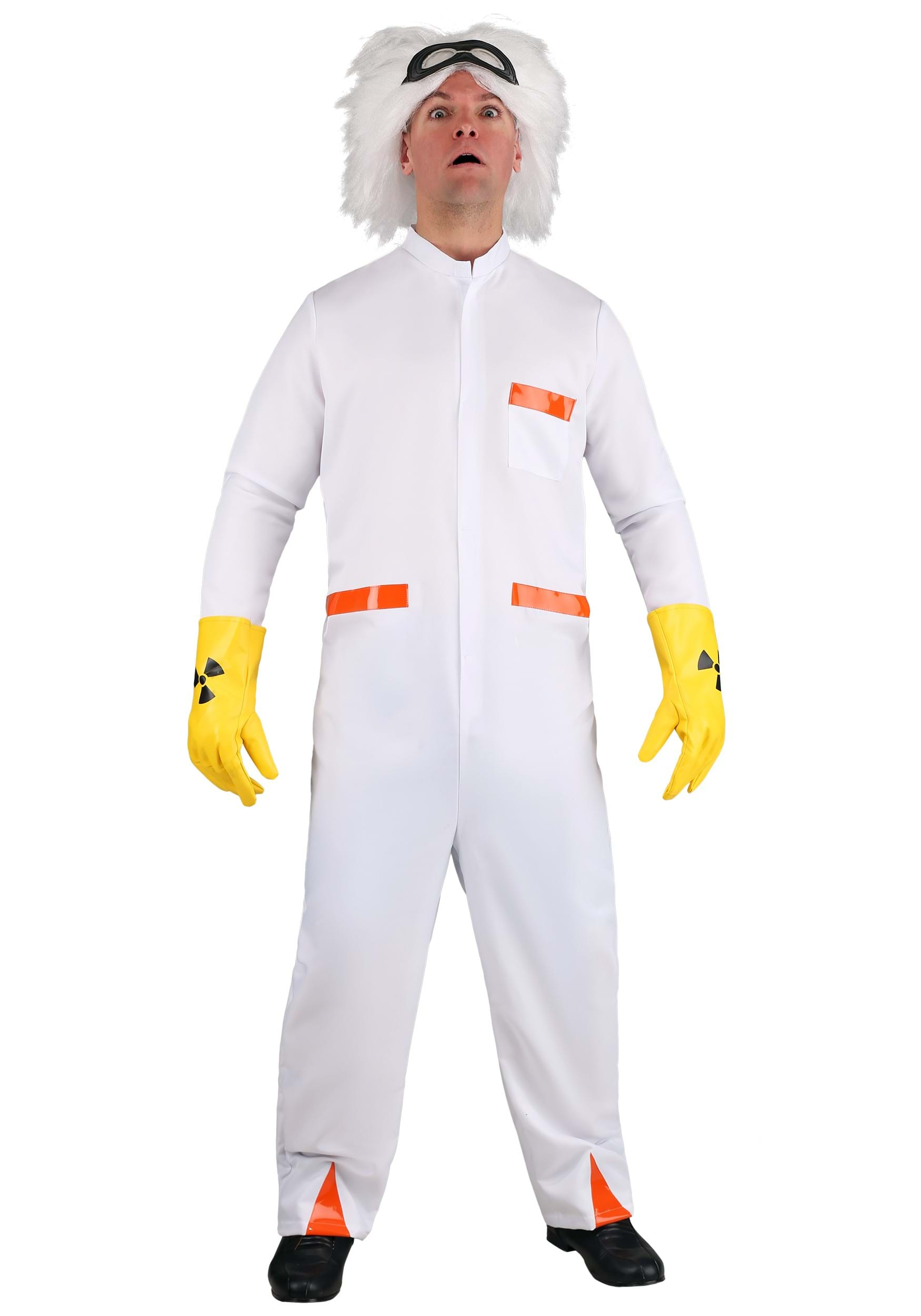 Photos - Fancy Dress Fancy FUN Costumes Plus Size Doc Brown  Dress Costume from Back to the Future Part 1 Orange/White/Yellow BTF2243PL 