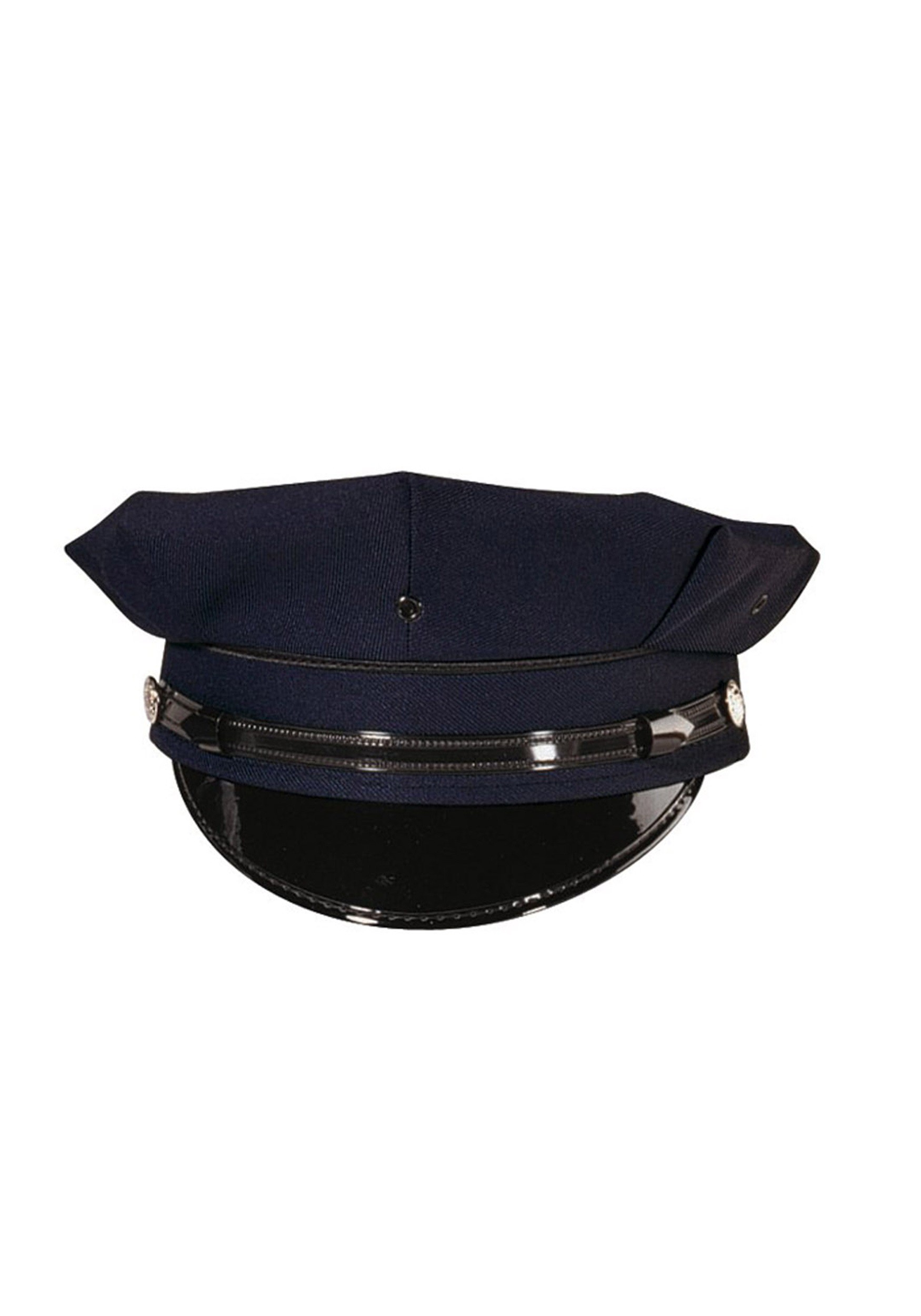 Deluxe 8 Point Navy Blue Police Fancy Dress Costume Hat For Adults