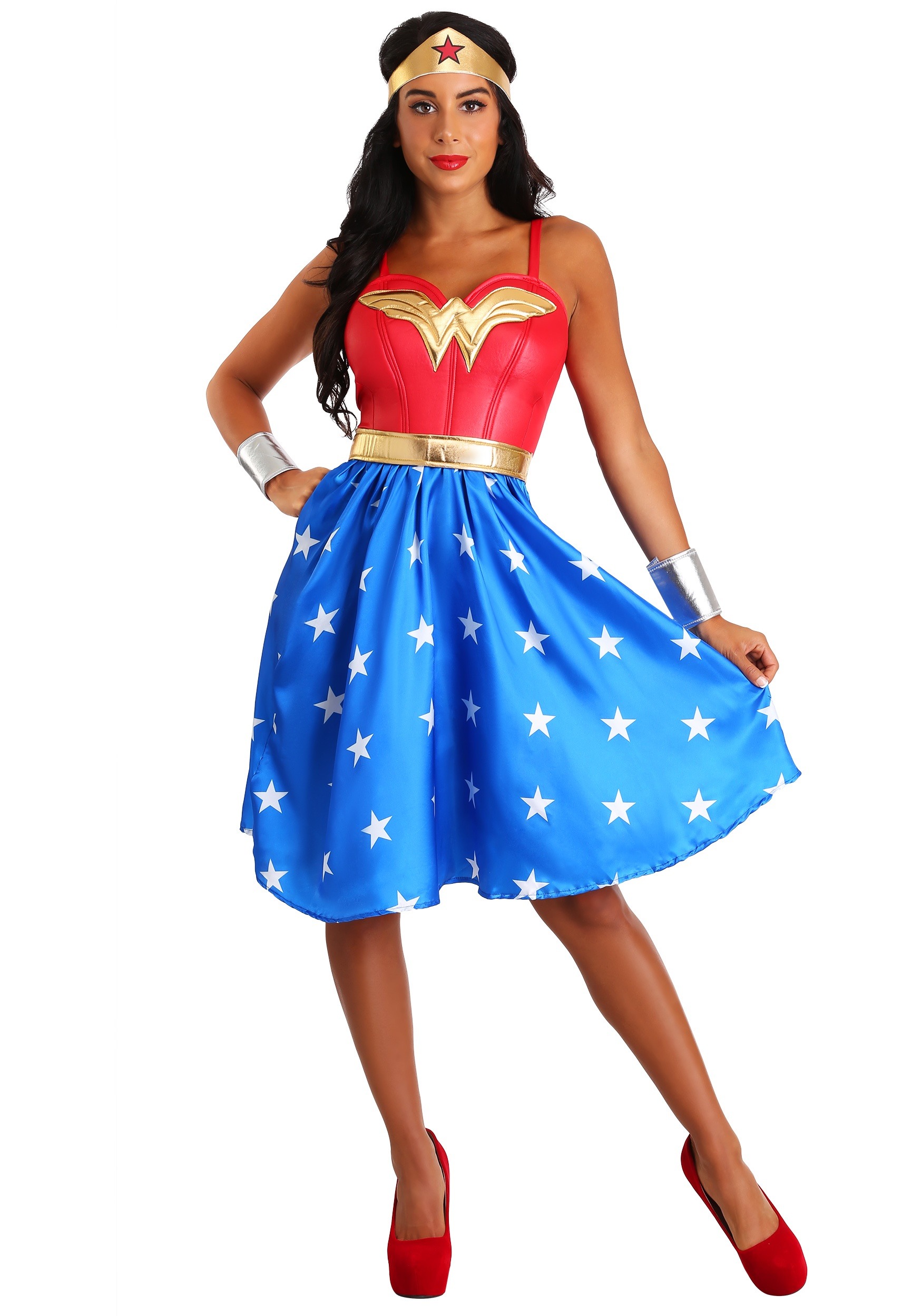 Deluxe Long Dress Wonder Woman Fancy Dress Costume for Women