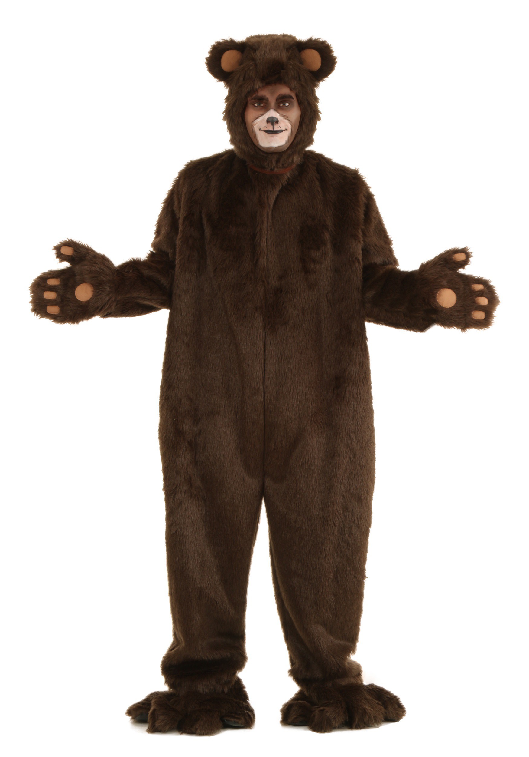 Deluxe Furry Brown Bear Fancy Dress Costume For Men