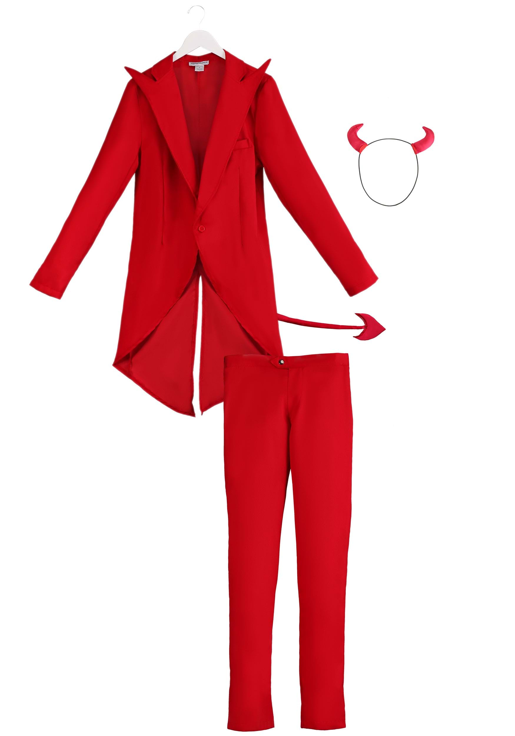 Red Suit Devil Fancy Dress Costume For Men