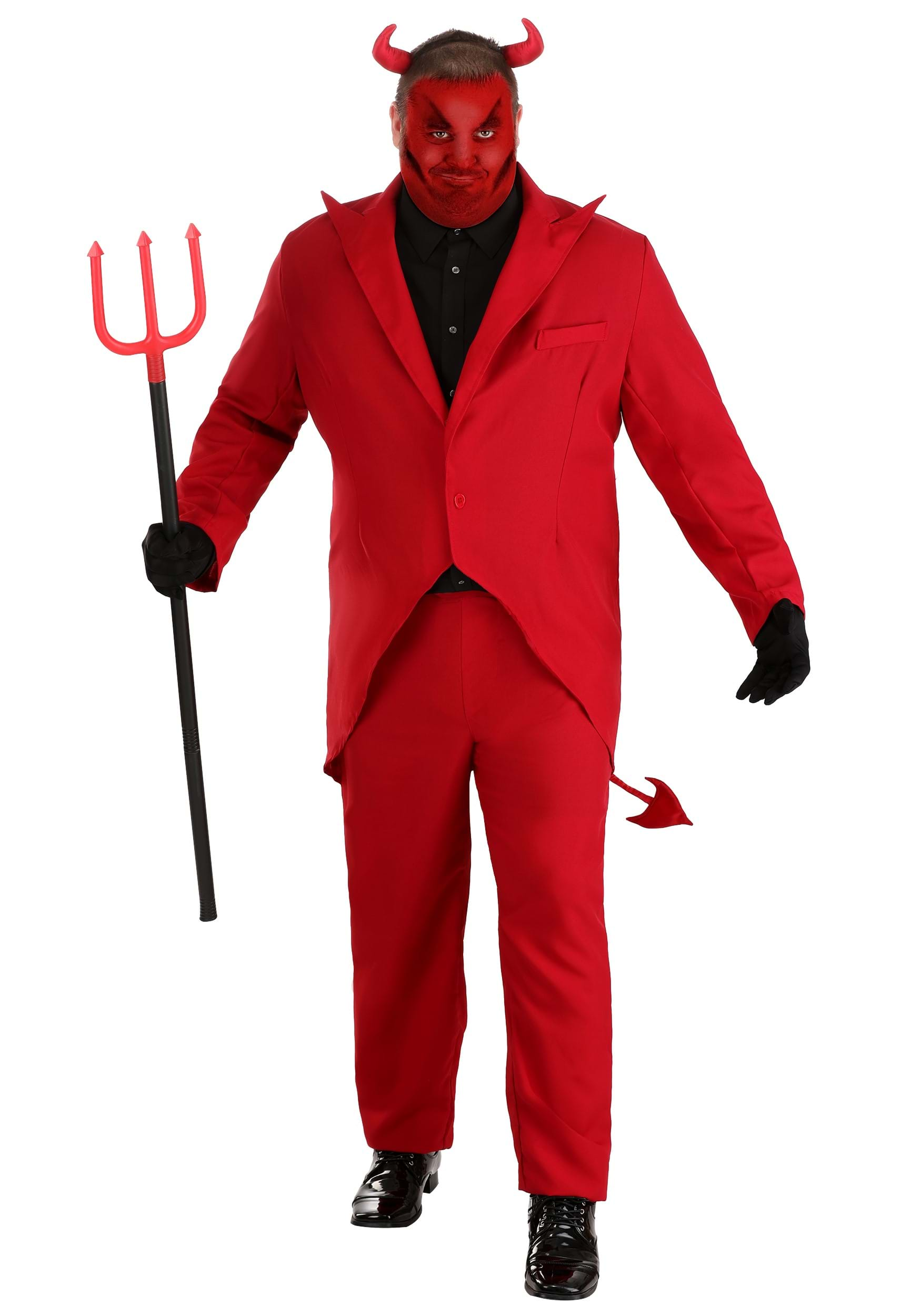 Red Suit Devil Fancy Dress Costume for Plus size Men