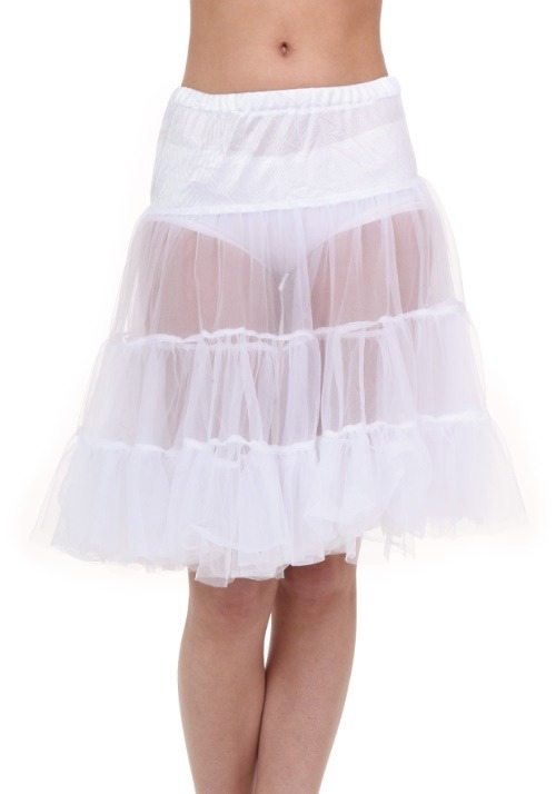 Women's Plus Size White Knee Length Crinoline