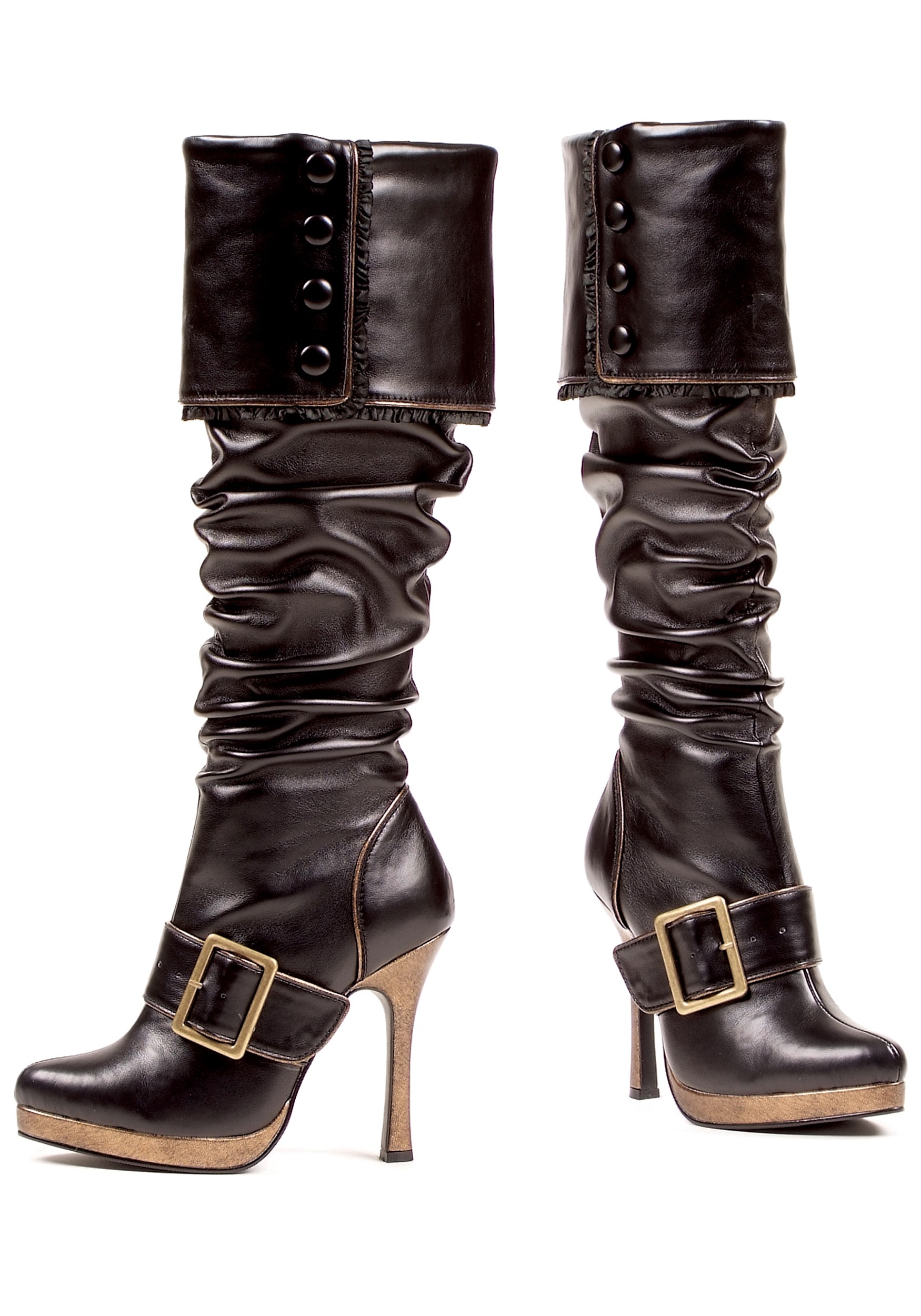 Women's Sexy Buckle Pirate Fancy Dress Costume Boots