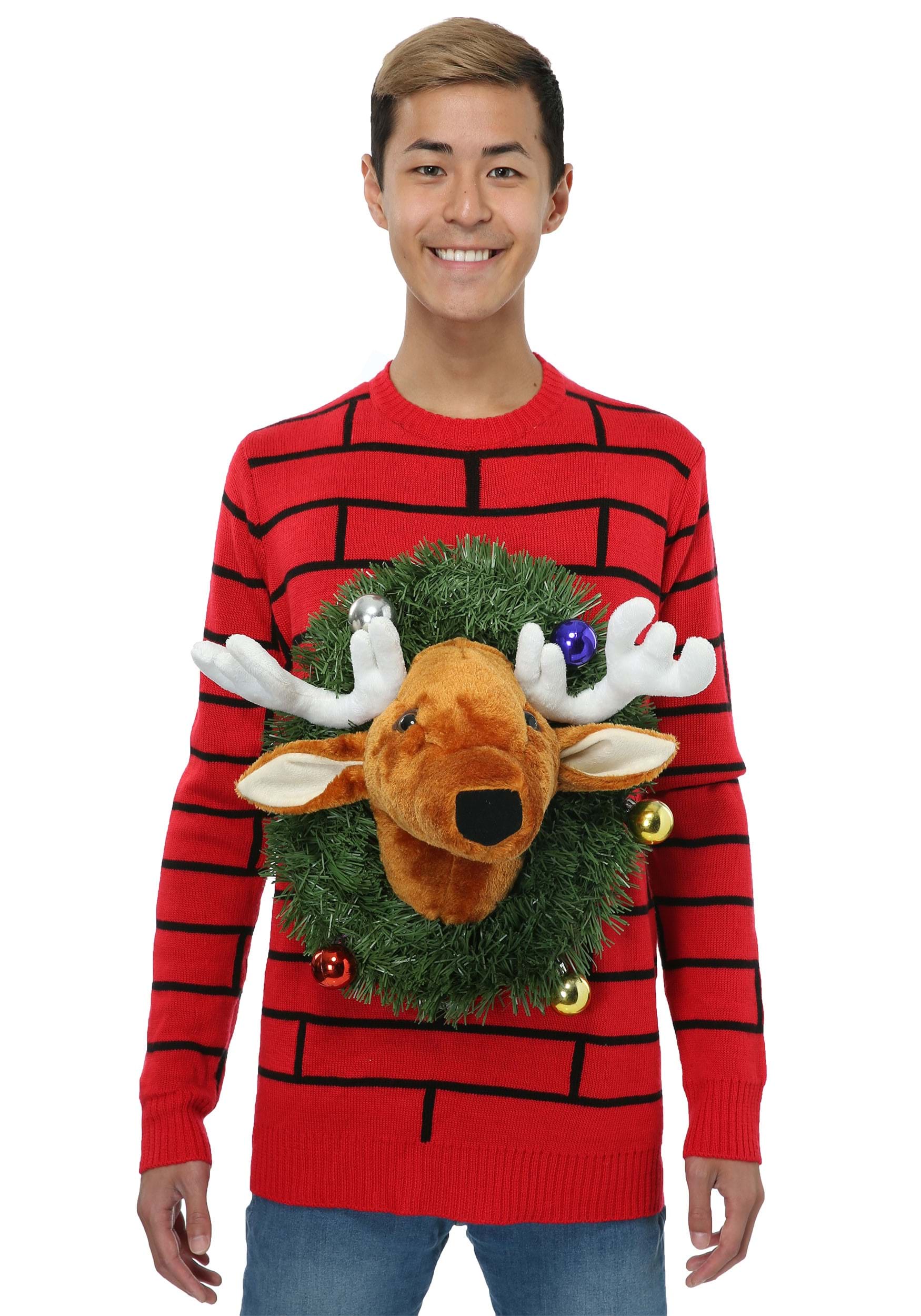 Photos - Fancy Dress Reindeer FUN Wear Adult  Head Ugly Christmas Sweater | Made by Us Sweaters 