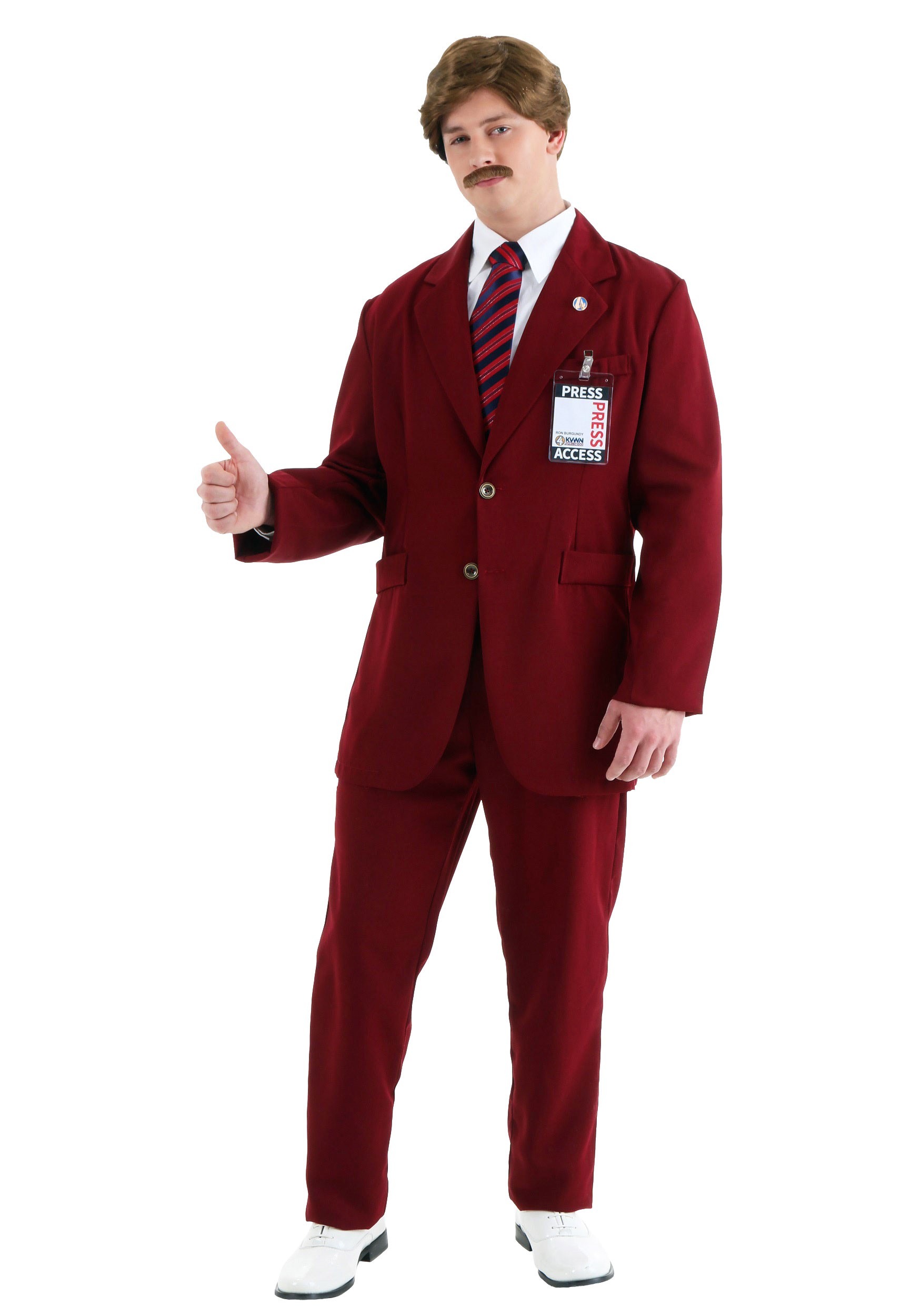 Deluxe Ron Burgundy Fancy Dress Costume Suit