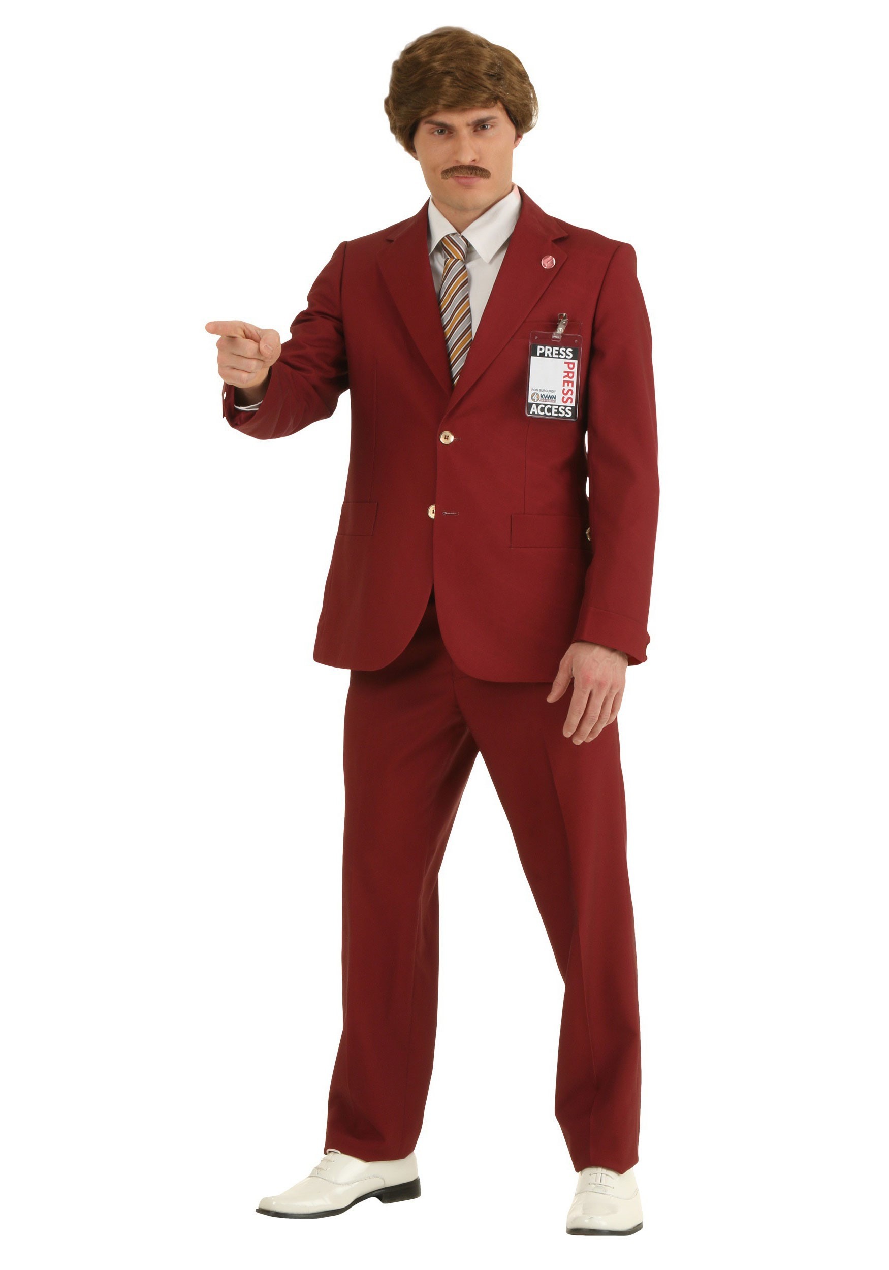 Authentic Ron Burgundy Fancy Dress Costume Suit