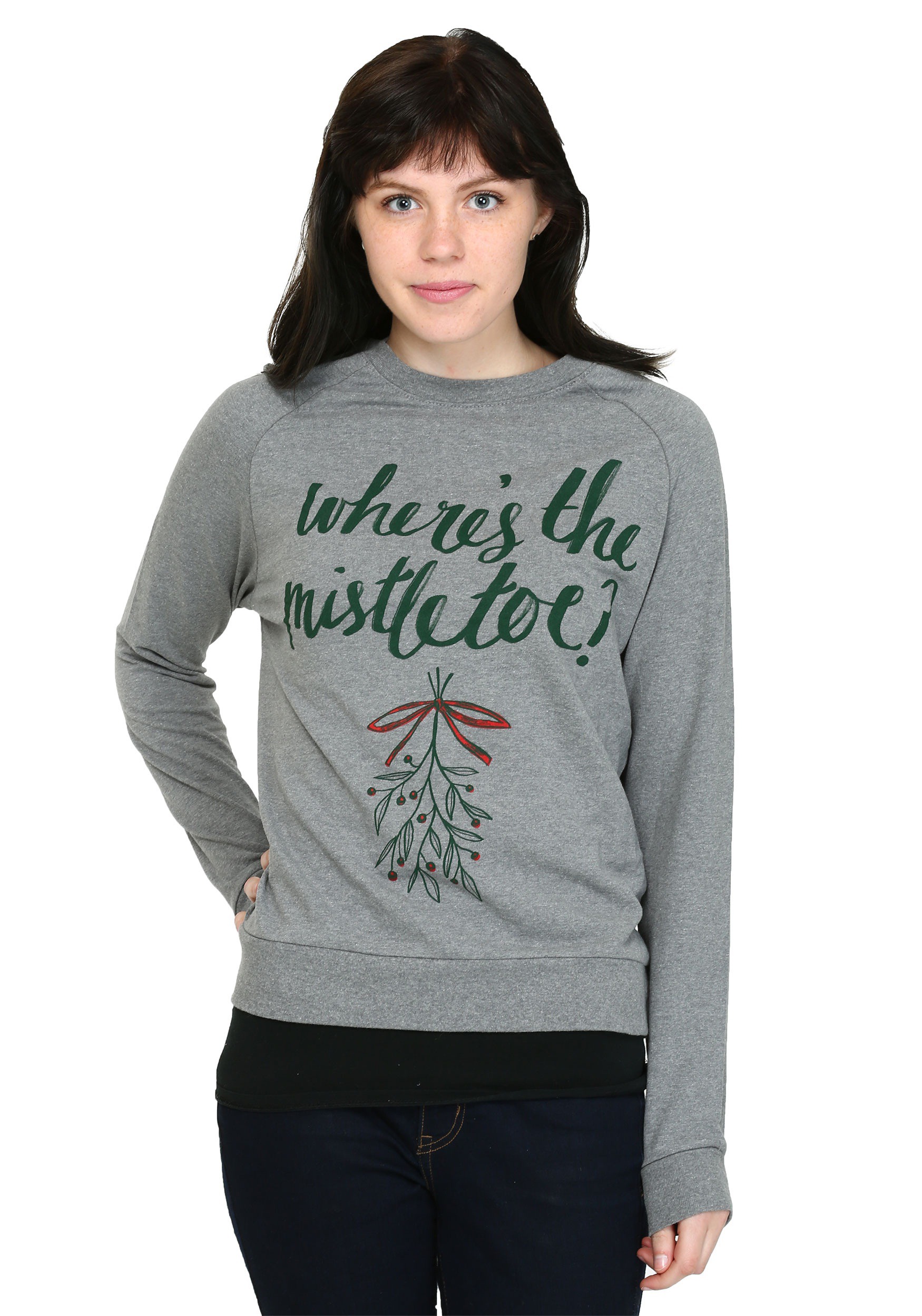 Wheres The Mistletoe Women's French Terry Pullover