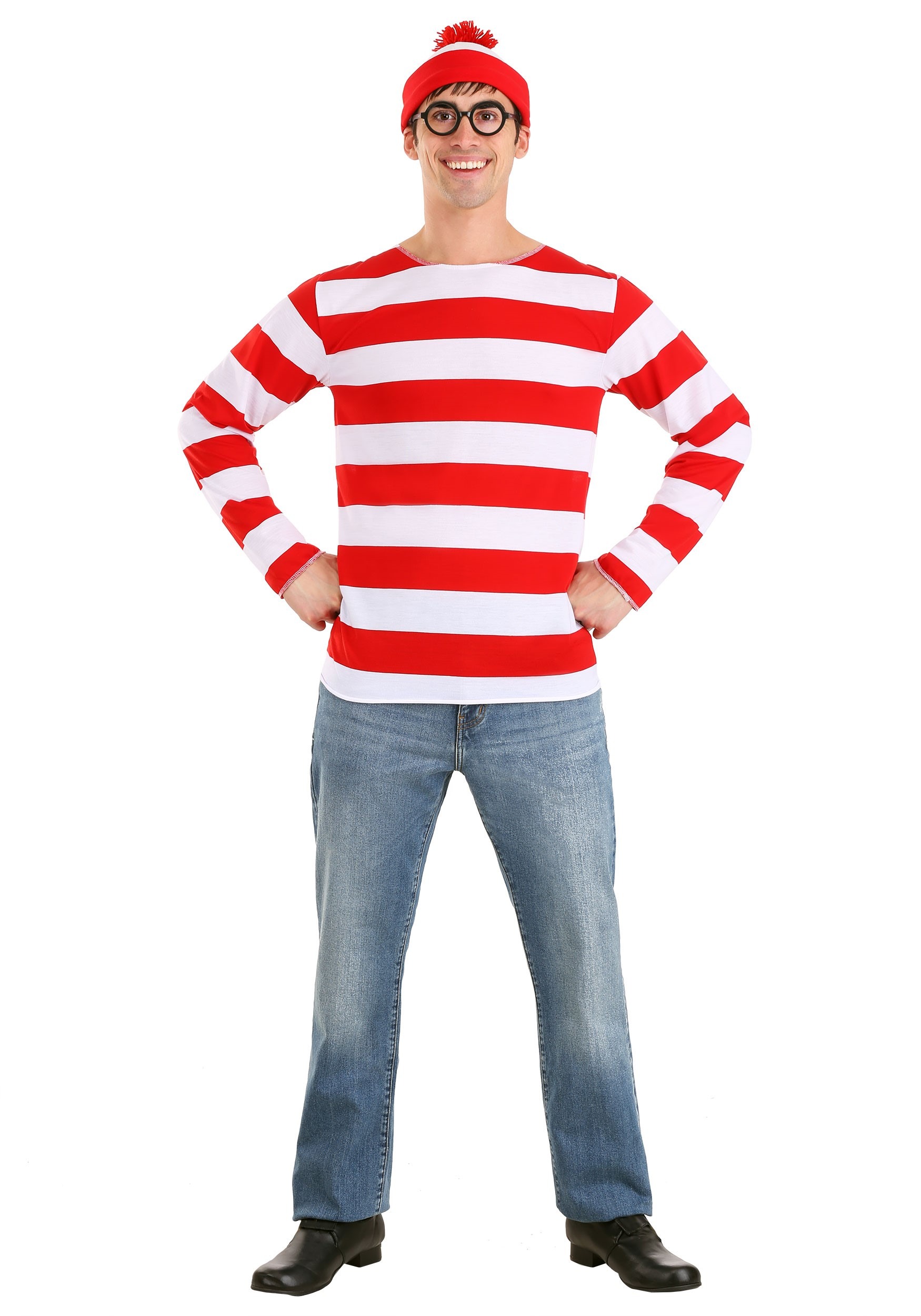 Where's Waldo Fancy Dress Costume | Waldo Halloween Fancy Dress Costume for Adults