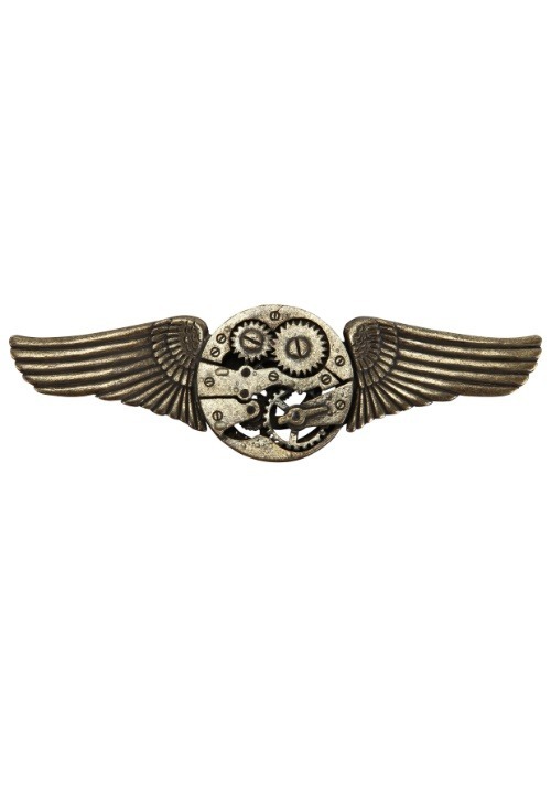 Antique Gear Wing Steampunk Pin