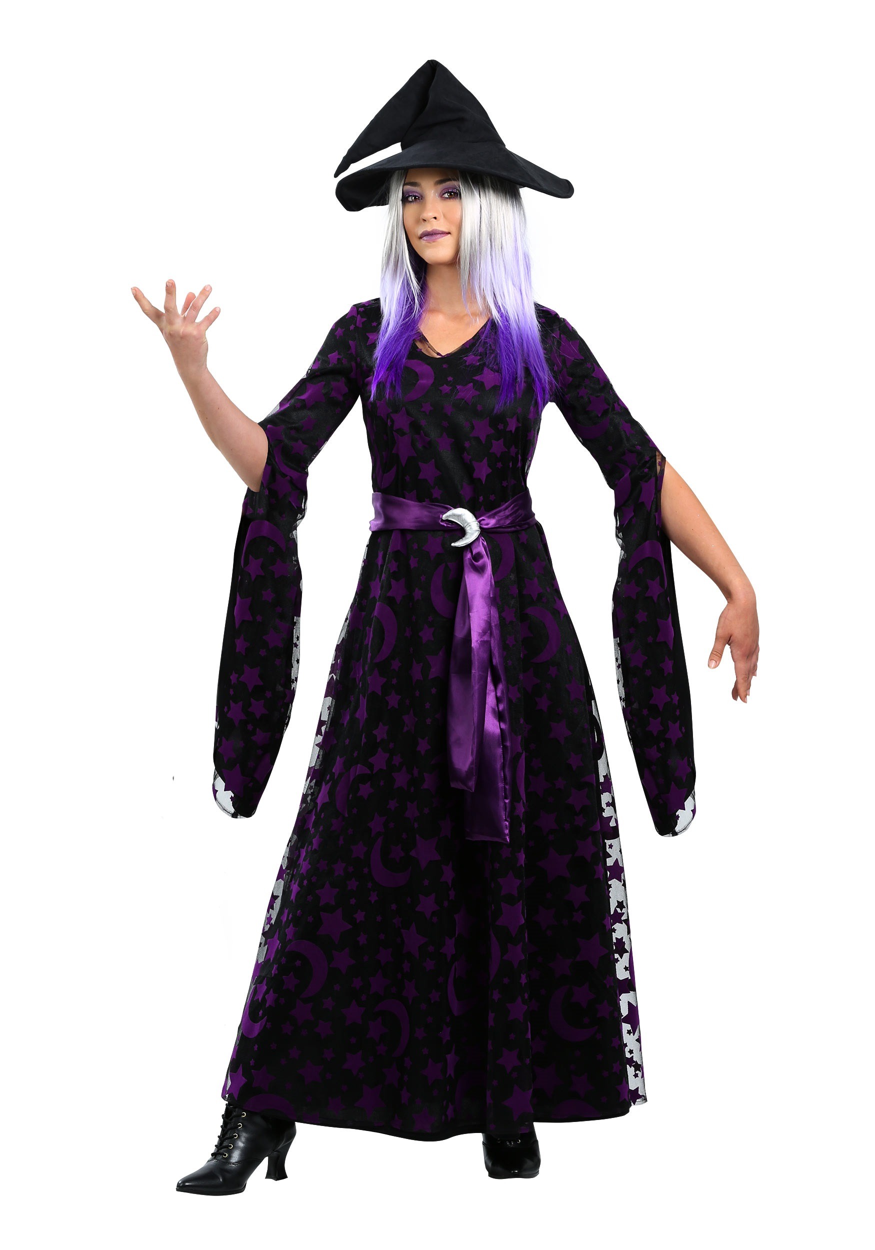 Photos - Fancy Dress MOON FUN Costumes Purple  Women's Witch  Costume Black/Purpl 
