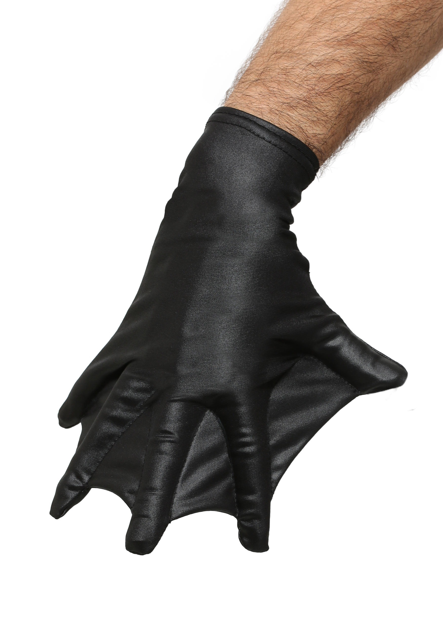 Black Webbed Adult Fancy Dress Costume Gloves