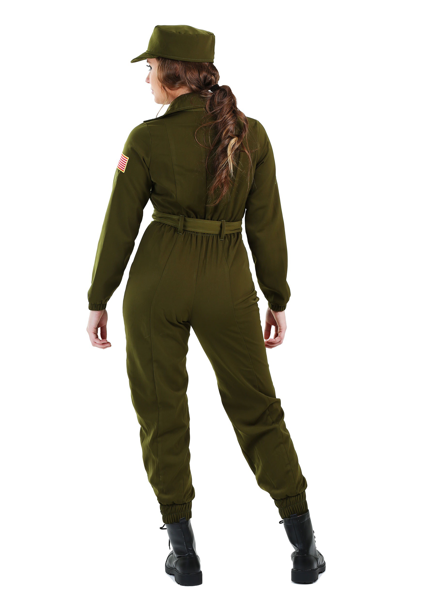 Women's Plus Size Army Flightsuit Fancy Dress Costume