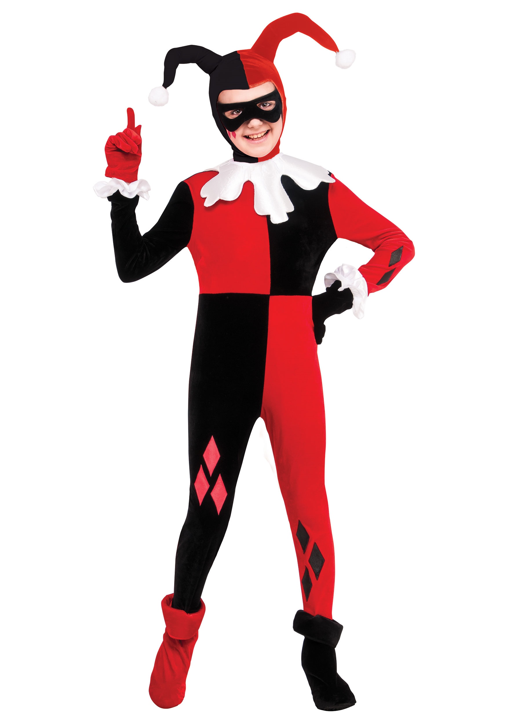 Girls Harley Quinn Jumpsuit Fancy Dress Costume