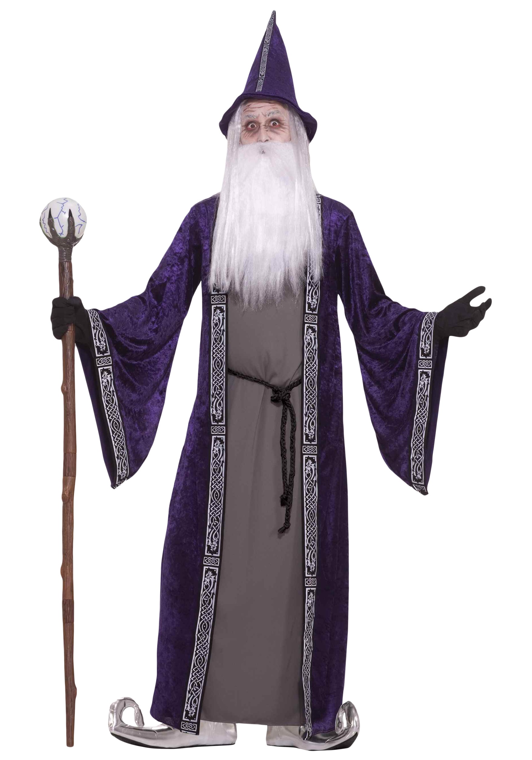Adult Purple Wizard Robe Fancy Dress Costume