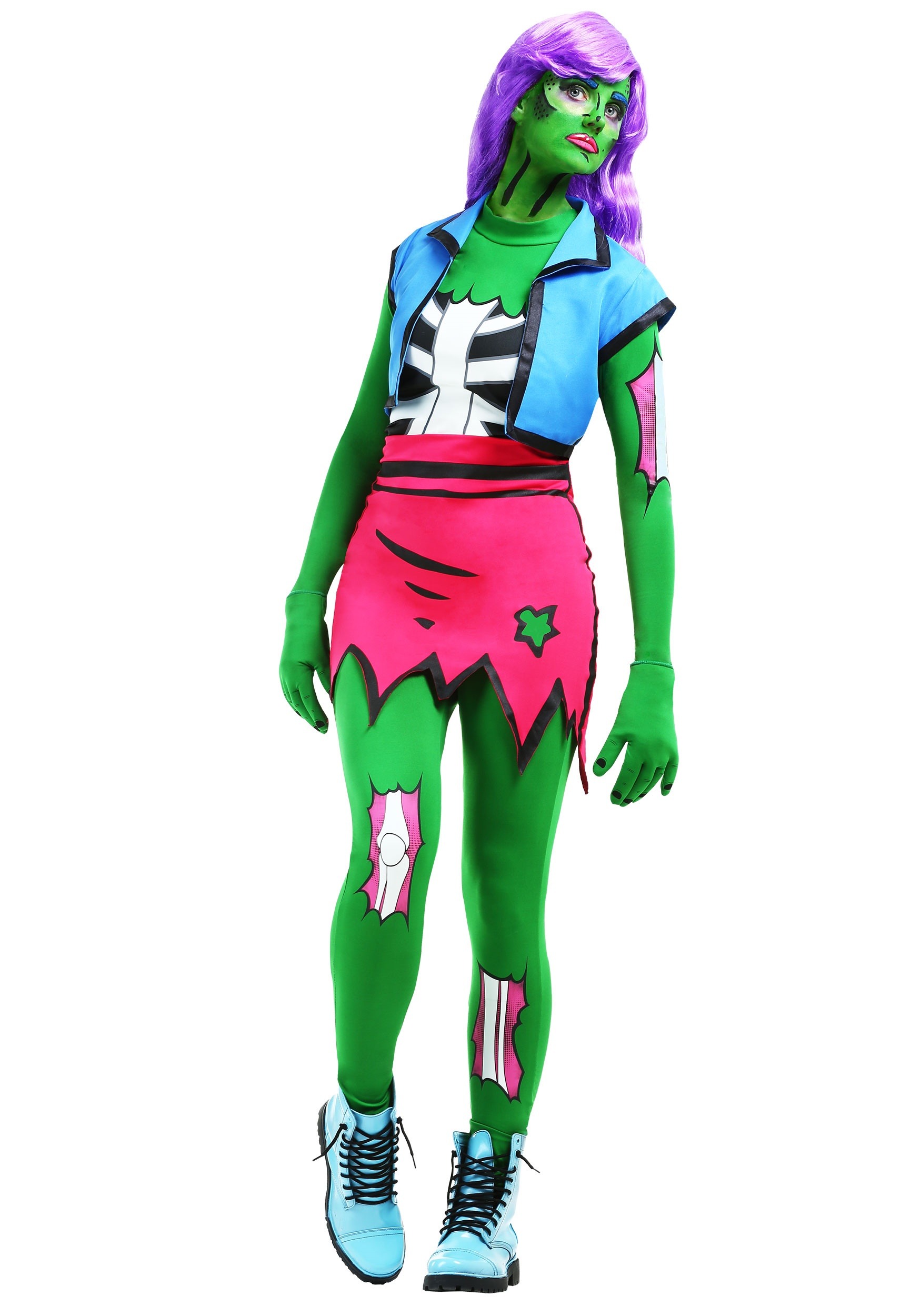 Ladies Pop Art Zombie Fancy Dress Costume