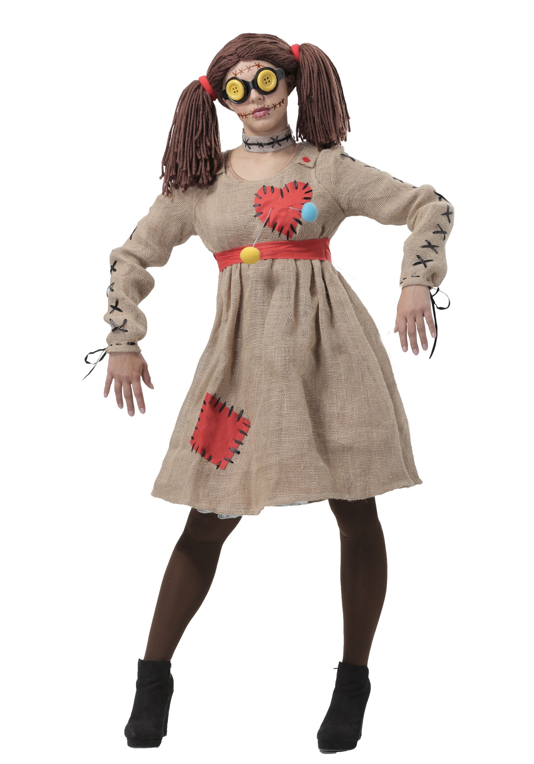 Burlap Voodoo Doll Fancy Dress Costume For Women