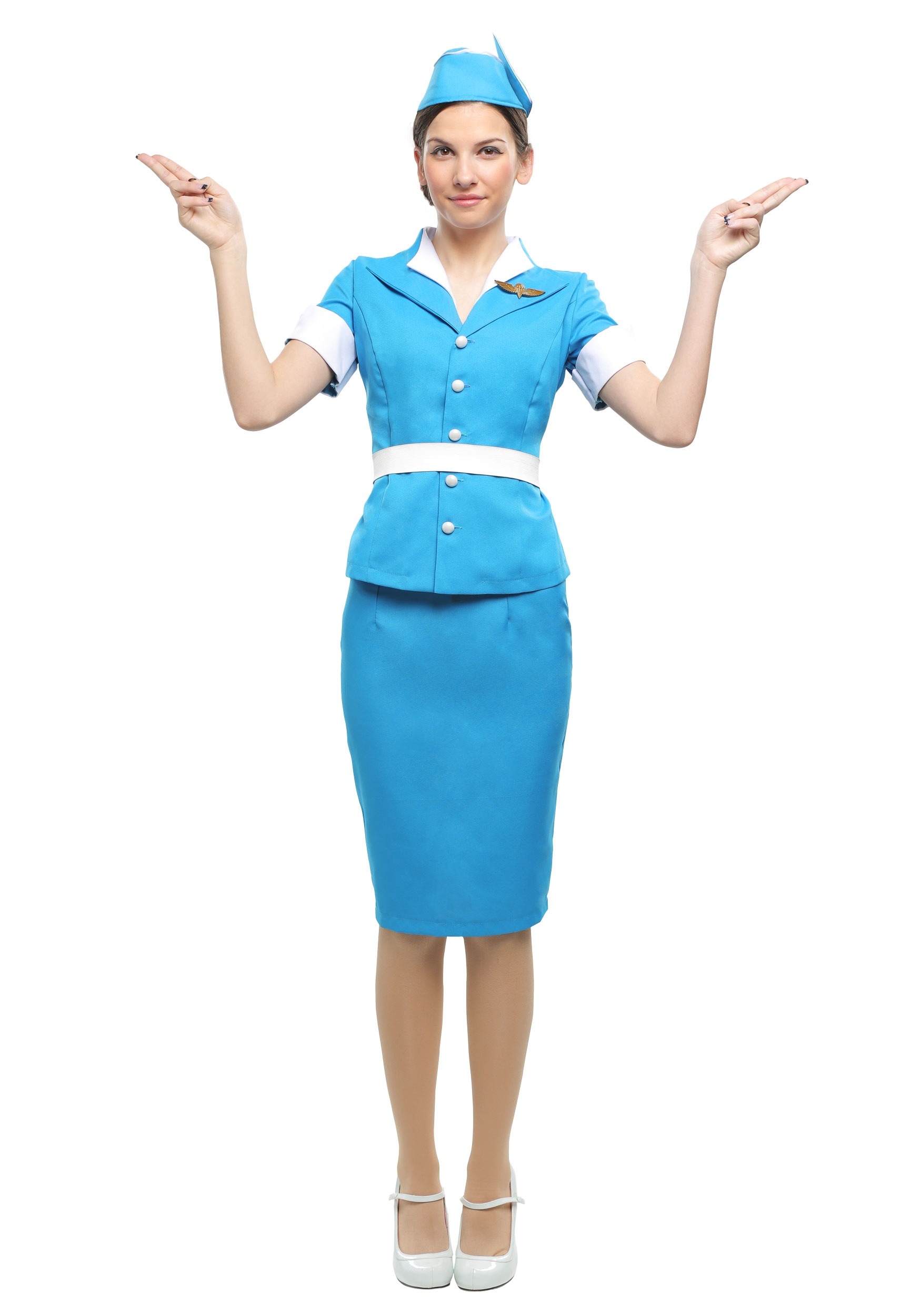 Women's Blue Flight Attendant Fancy Dress Costume Dress , Exclusive Fancy Dress Costumes