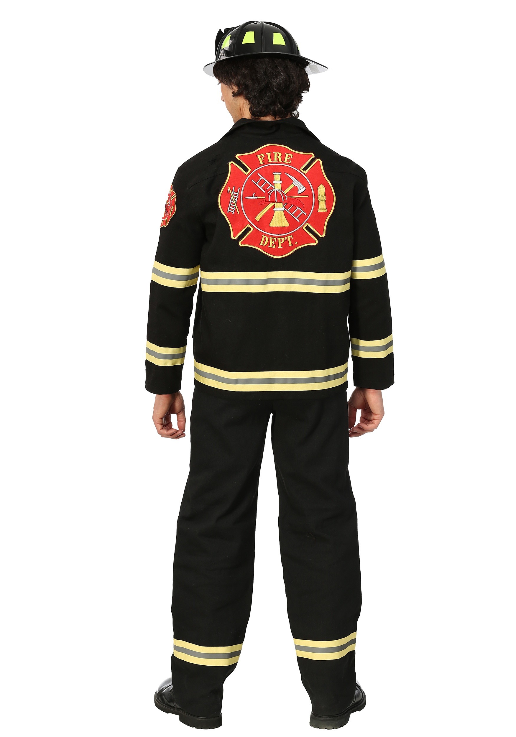 Black Uniform Firefighter Adult Fancy Dress Costume