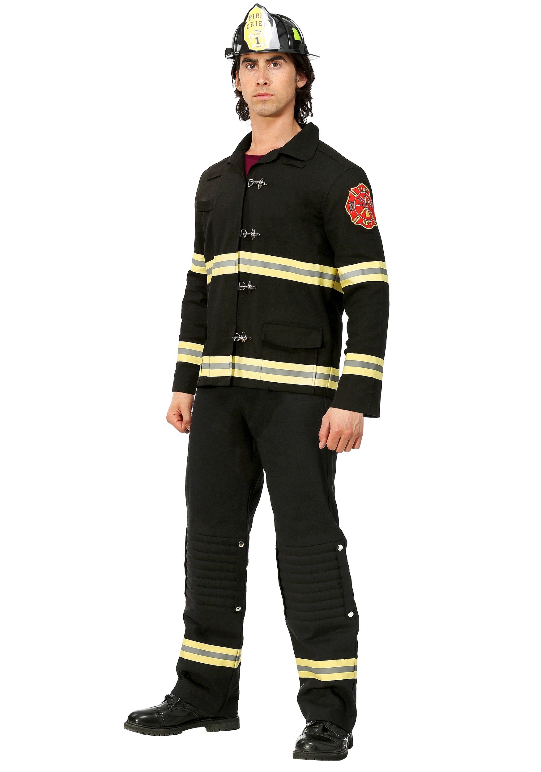 Black Uniform Firefighter Adult Fancy Dress Costume
