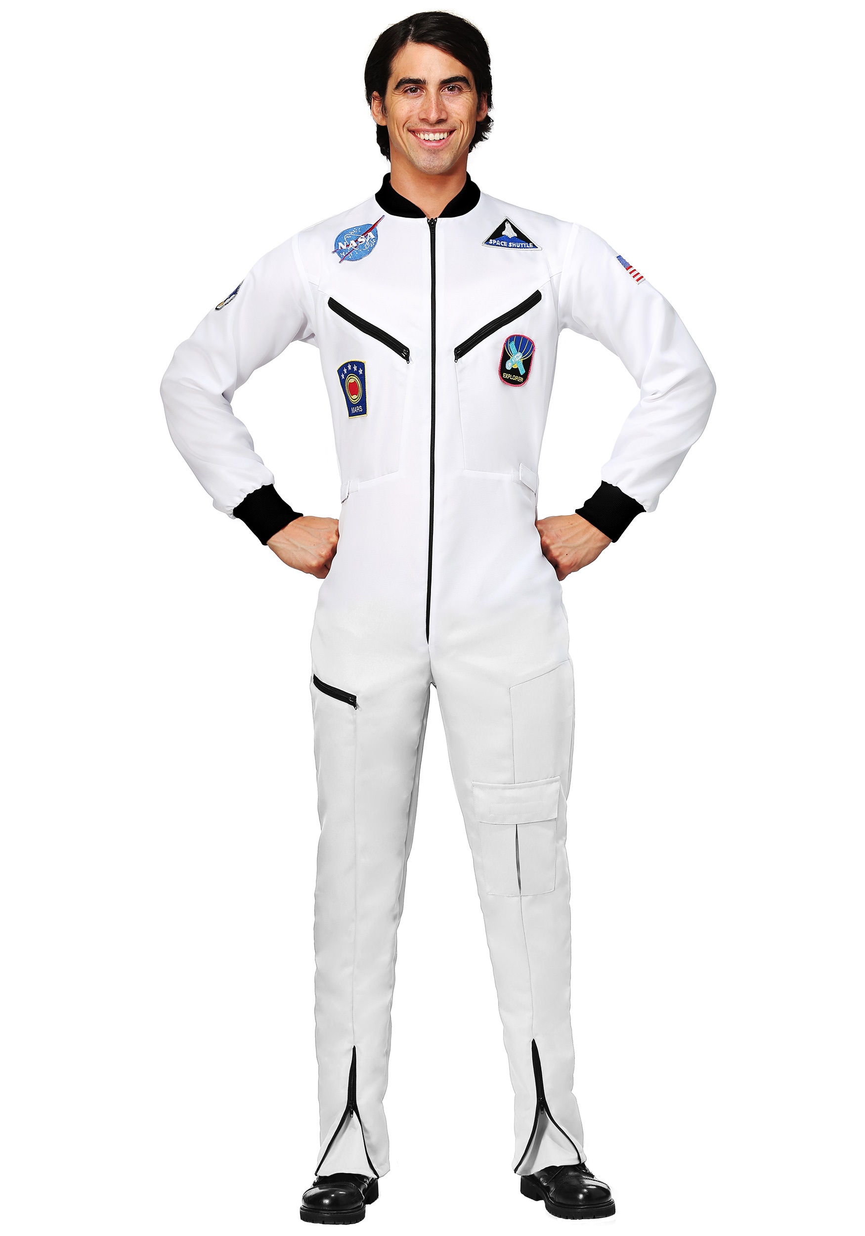 Plus Size Adult White Astronaut Jumpsuit Fancy Dress Costume