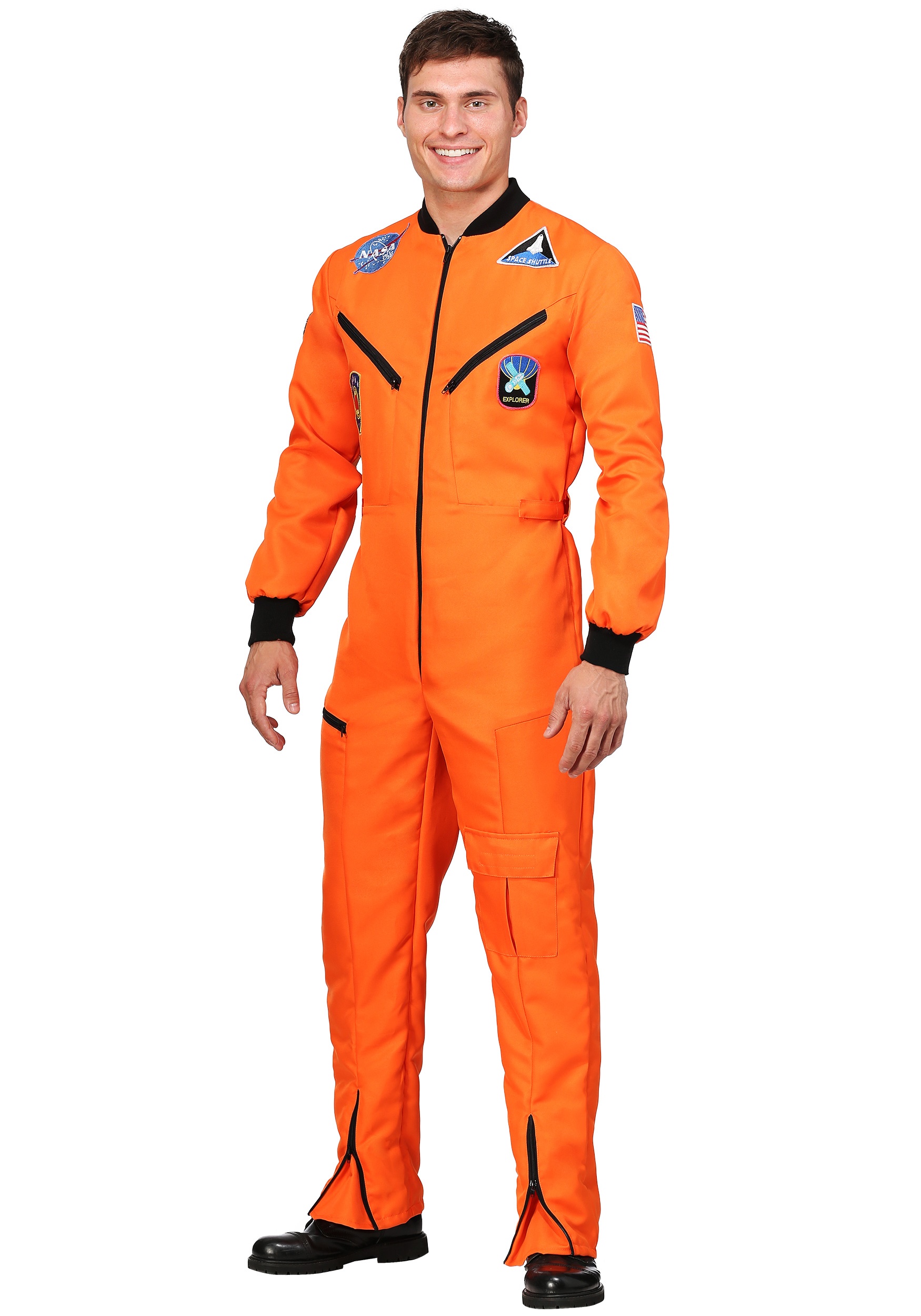 Orange Astronaut Jumpsuit Adult Fancy Dress Costume , Space Explorer Fancy Dress Costume