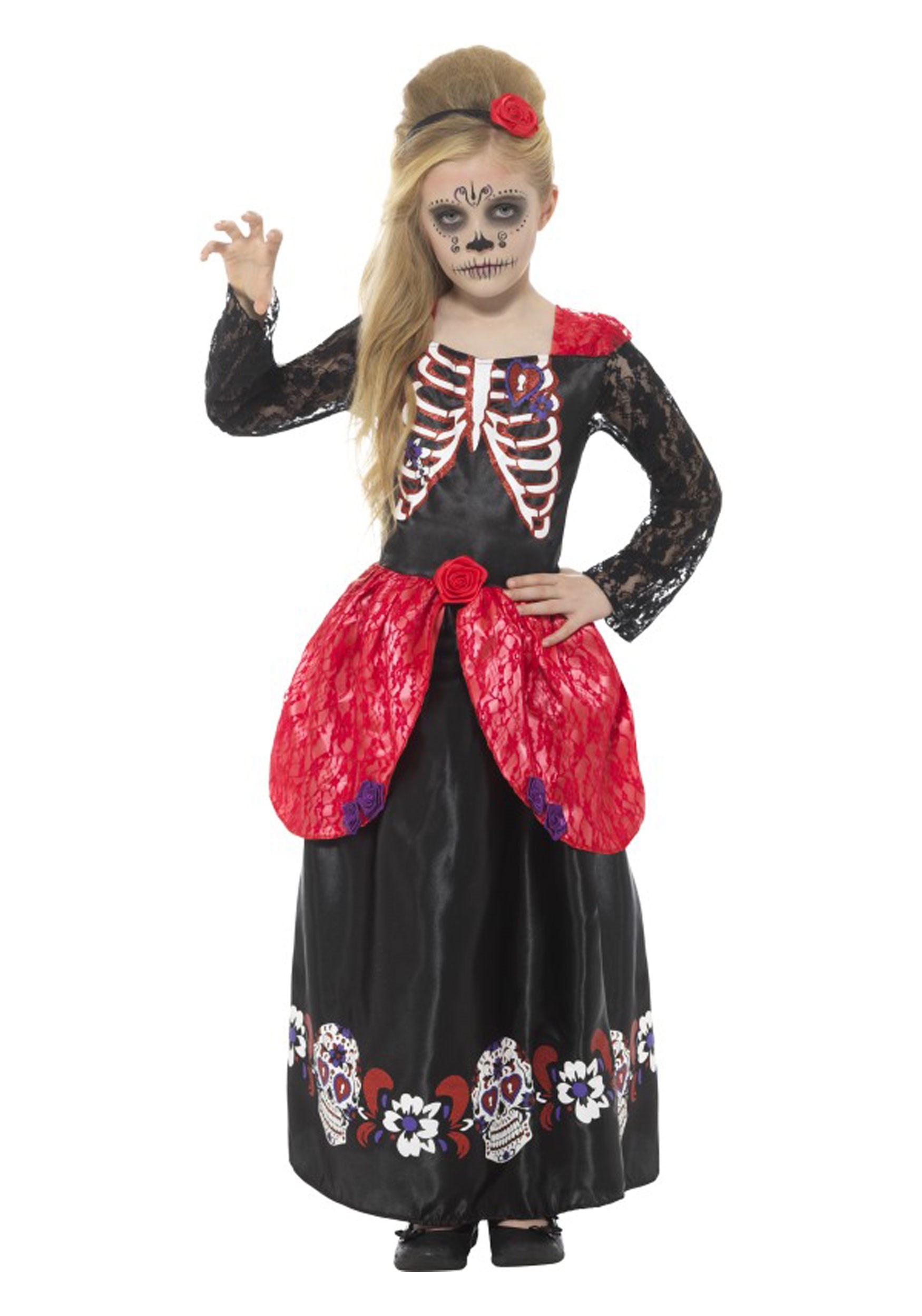 Day Of The Dead Girl's Fancy Dress Costume