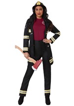 Women's Black Firefighter Costume Alt 2