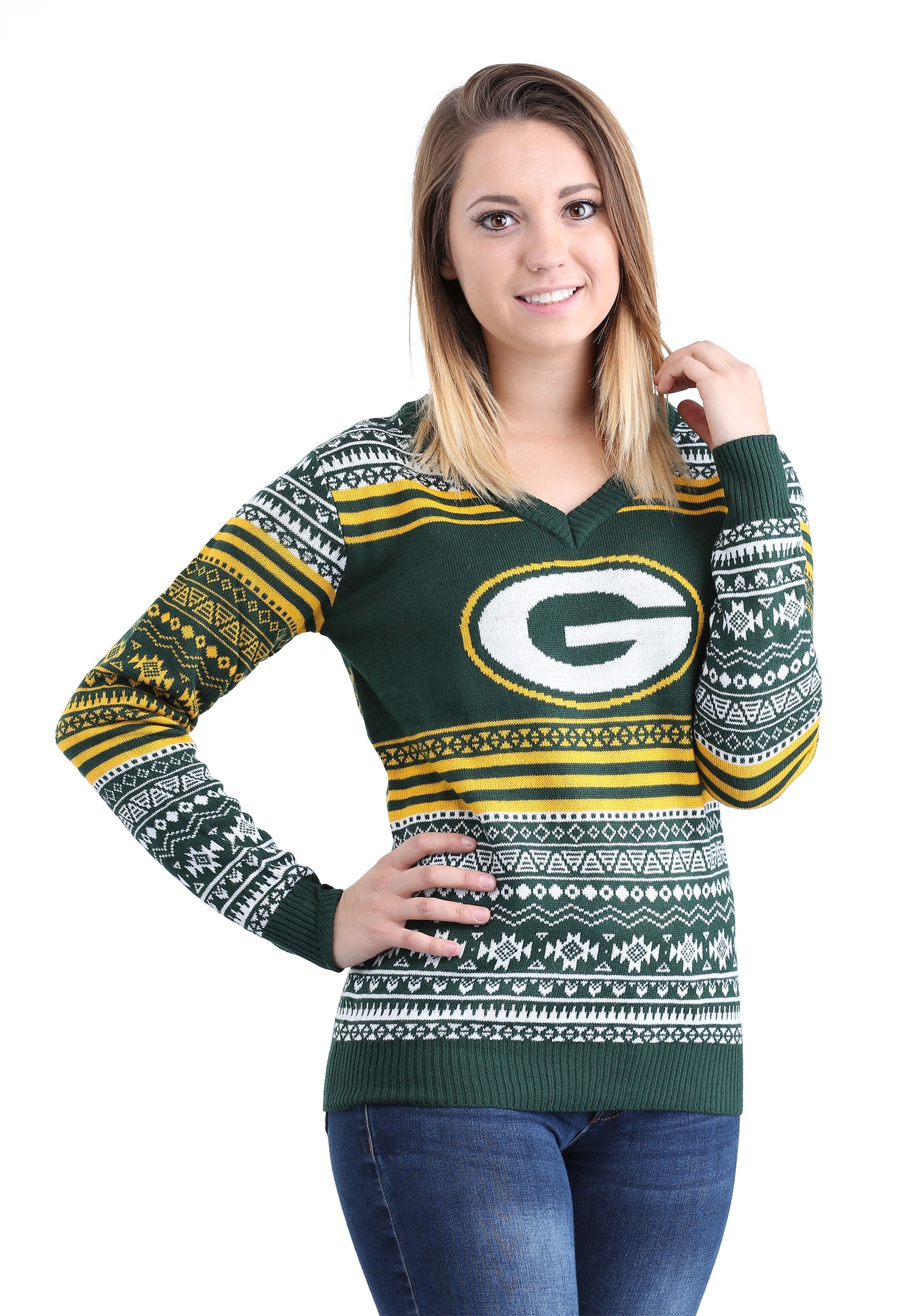 Green Bay Packers Big Logo Aztec Ugly Christmas Sweater